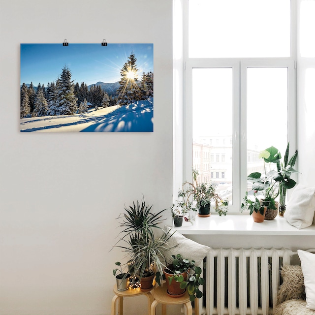 Artland Wandbild »Winterlandschaft mit Sonnenstern«, Berge, (1 St.), als  Alubild, Leinwandbild, Wandaufkleber oder Poster in versch. Größen bequem  bestellen