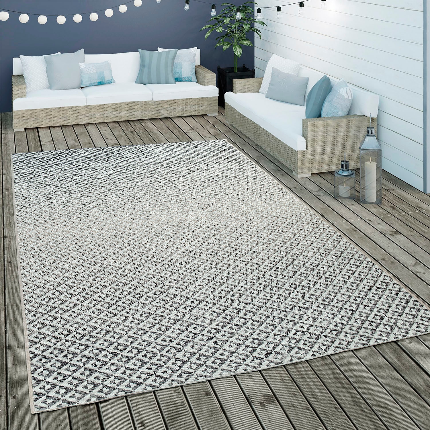 Paco Home Teppich »Kortrijk 745«, rechteckig, 4 mm Höhe, Flachgewebe, modernes geometrisches Design, In- und Outdoor geeignet
