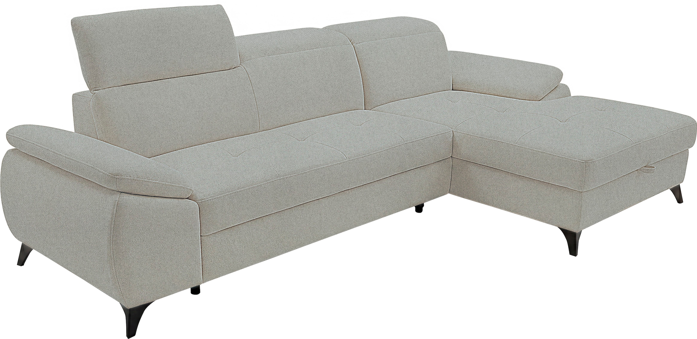 exxpo - sofa fashion Ecksofa »TAOS bequem, komfortabel durch Kopfteilverstellung, Breite 281cm« inkl. Bettfunktion und Bettkasten,toller Sitzkomfort, Steppung im Sitz
