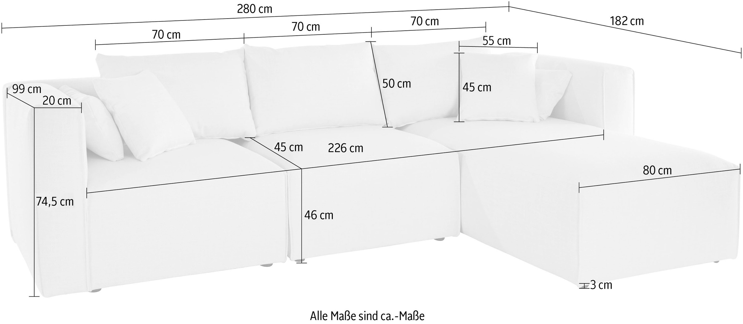 Guido Maria Kretschmer Home&Living Ecksofa »Comfine L-Form«, zusammengesetzt aus Modulen, 3 Bezugsqualitäten und viele Farben