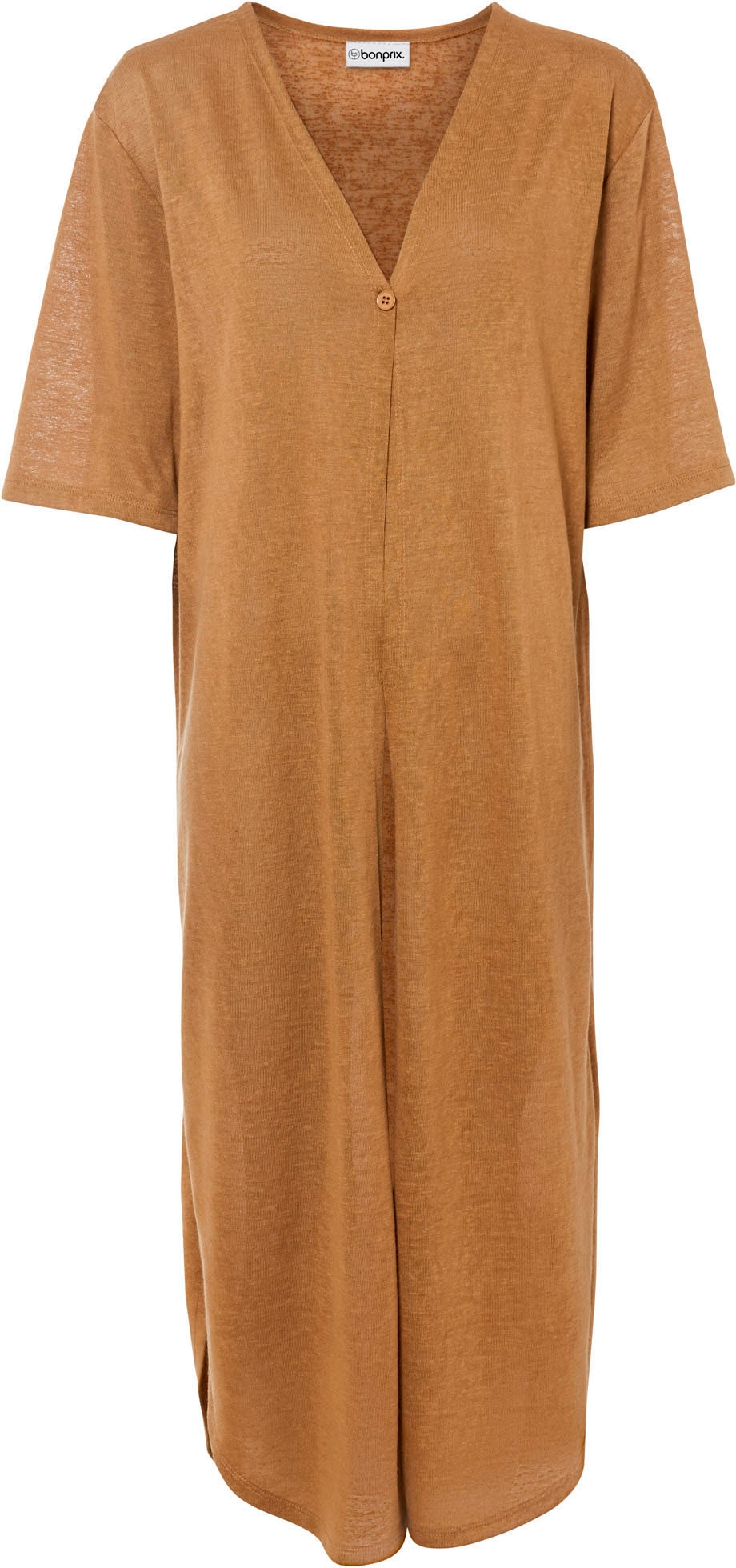 bonprix Strickmantel aus Polyester, Halbarm-Ärmel, offenes Design in Leinenoptik