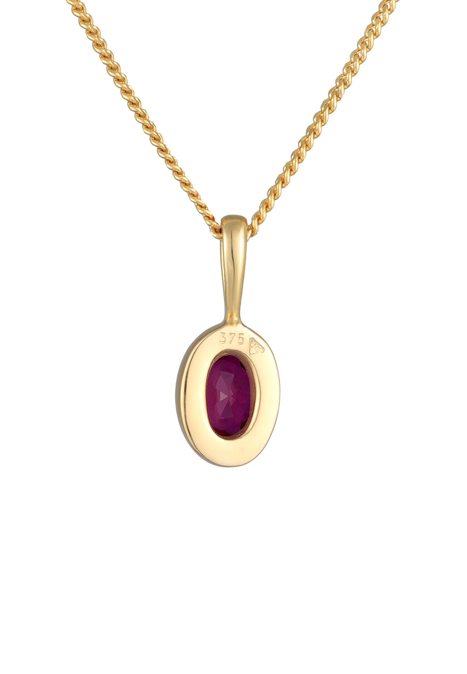 Elli Premium Kette mit Anhänger »Halskette Rubin synthetisch Soltiär Klassik 375er Gelbgold«