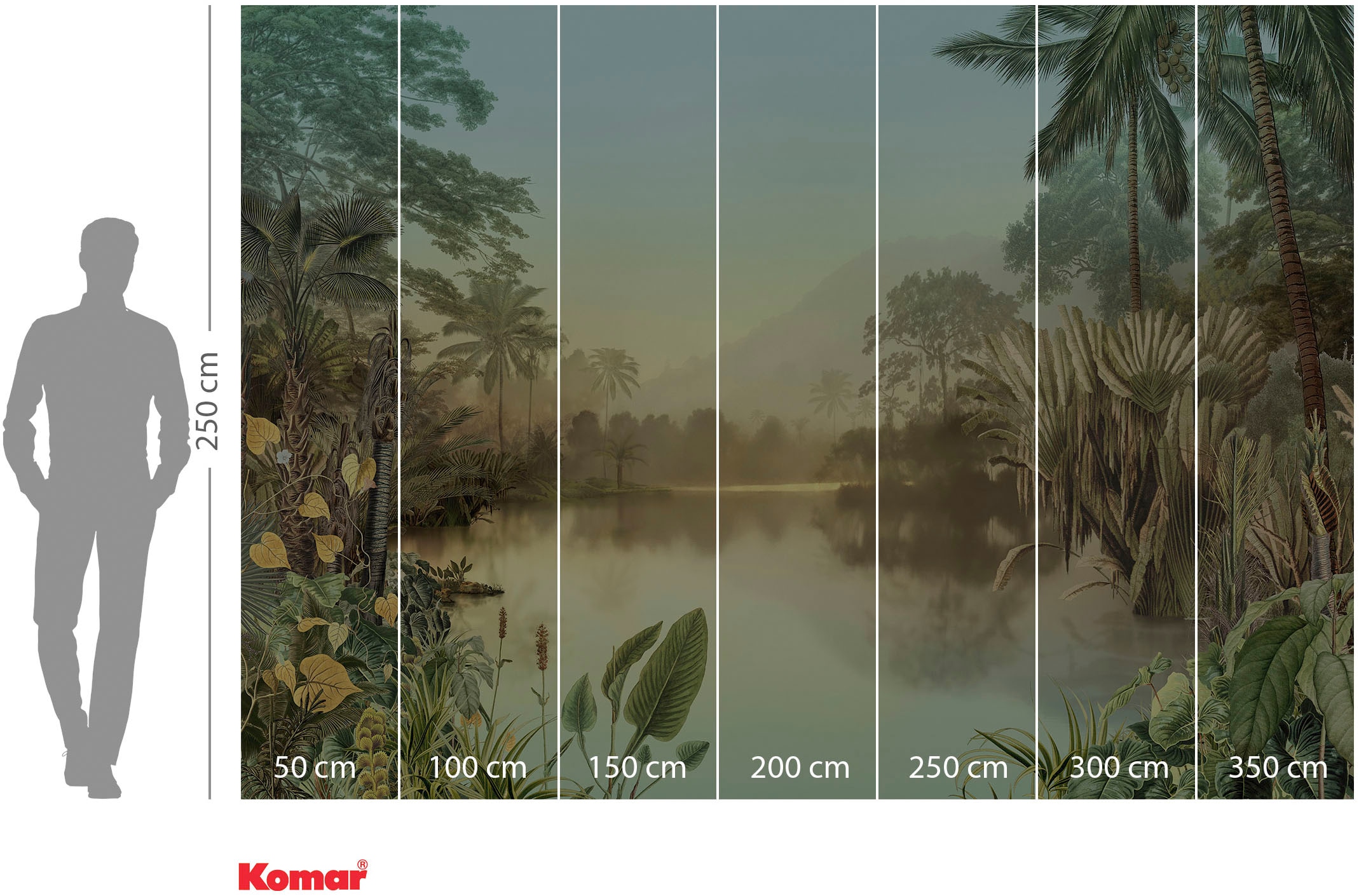 Komar Fototapete »Lac Tropical« bedruckt glatt 350 x 250 cm (Breite x Höhe) - Tapete, Vlies, Wohnzimmer, Schlafzimmer