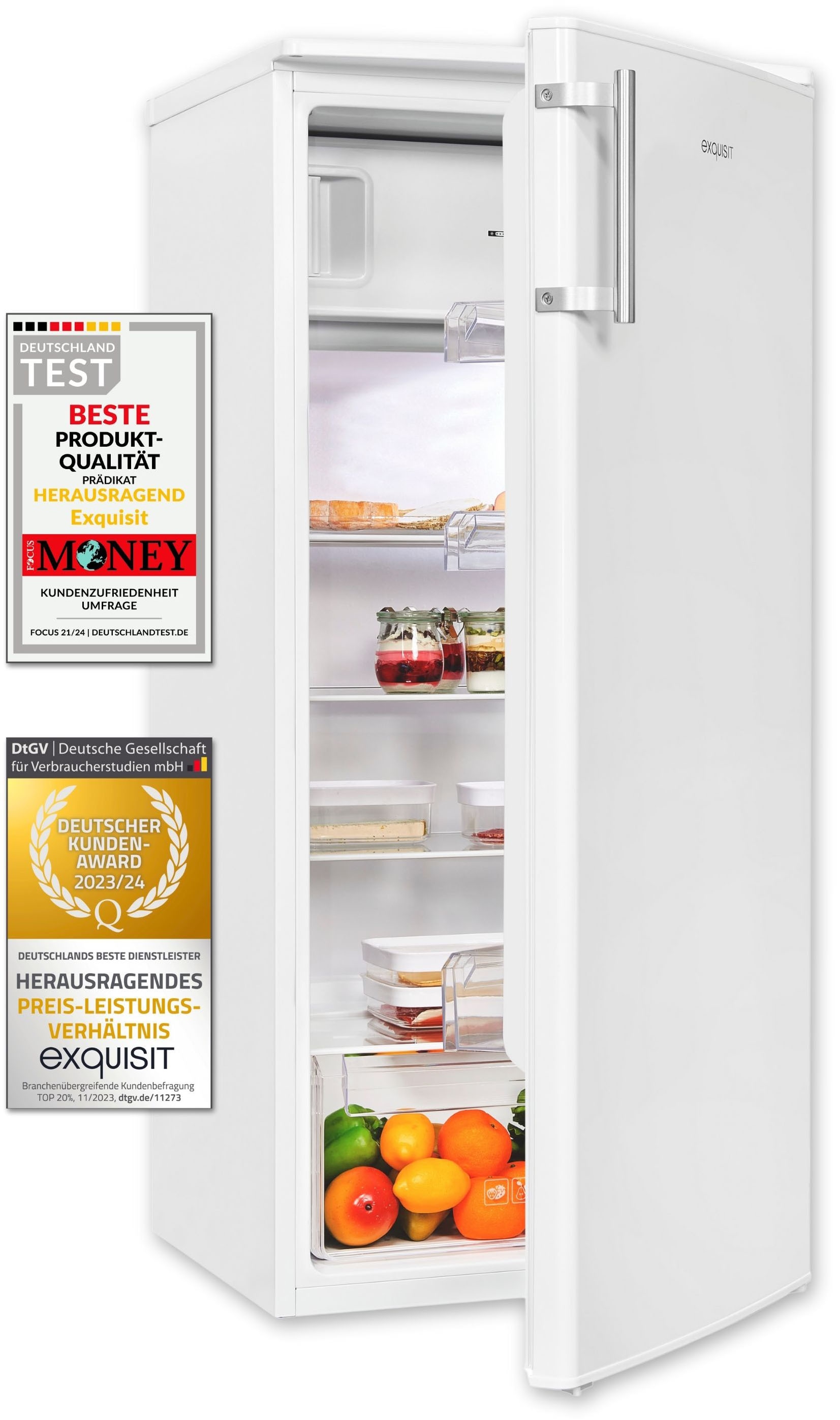 exquisit Kühlschrank »KS185-4-HE-040E weiss«, 190 L Volumen, Schnellgefrieren, 4 Sterne