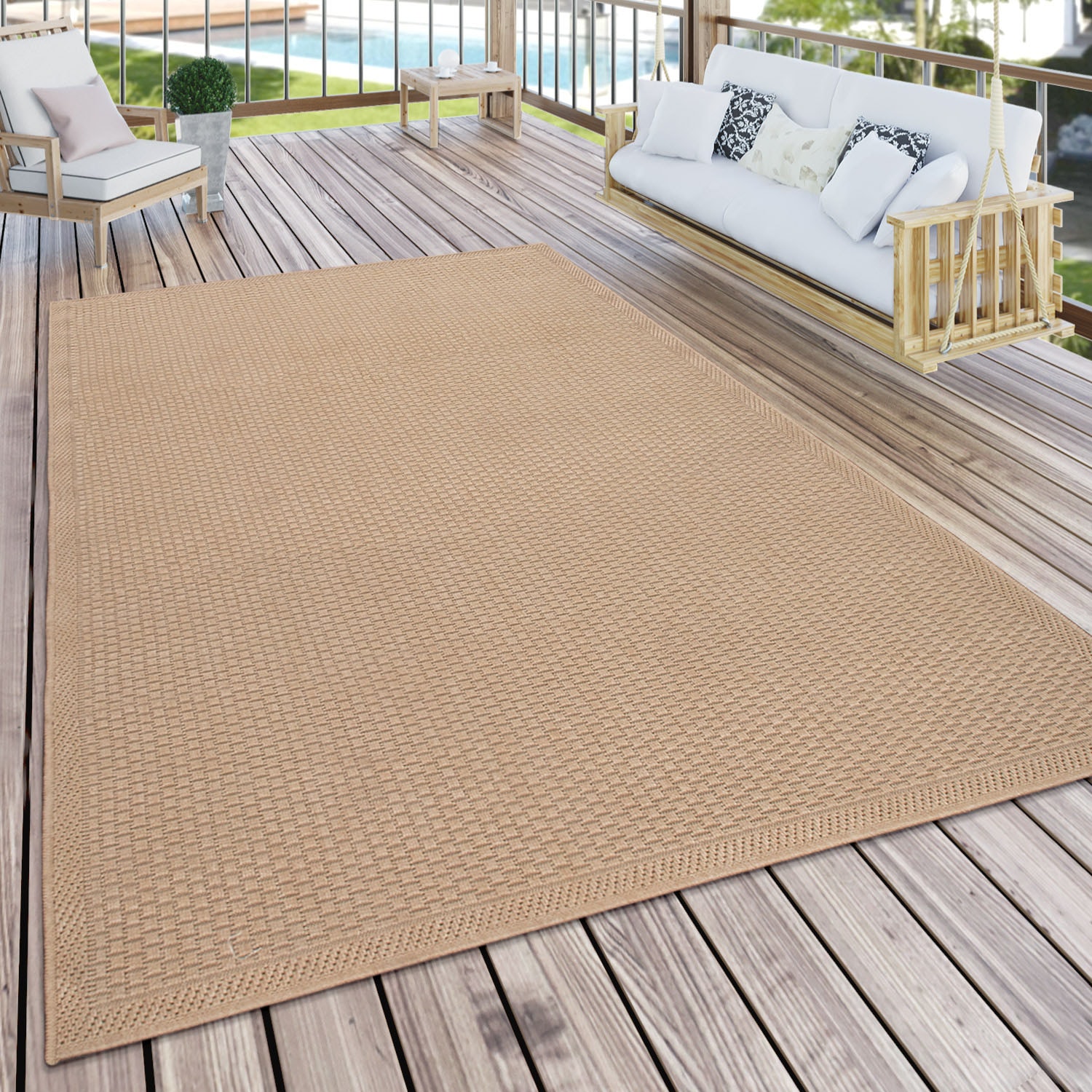 Paco Home Teppich »Timber kaufen geeignet, und 125«, online Wohnzimmer In- Outdoor rechteckig, Höhe, mm 7