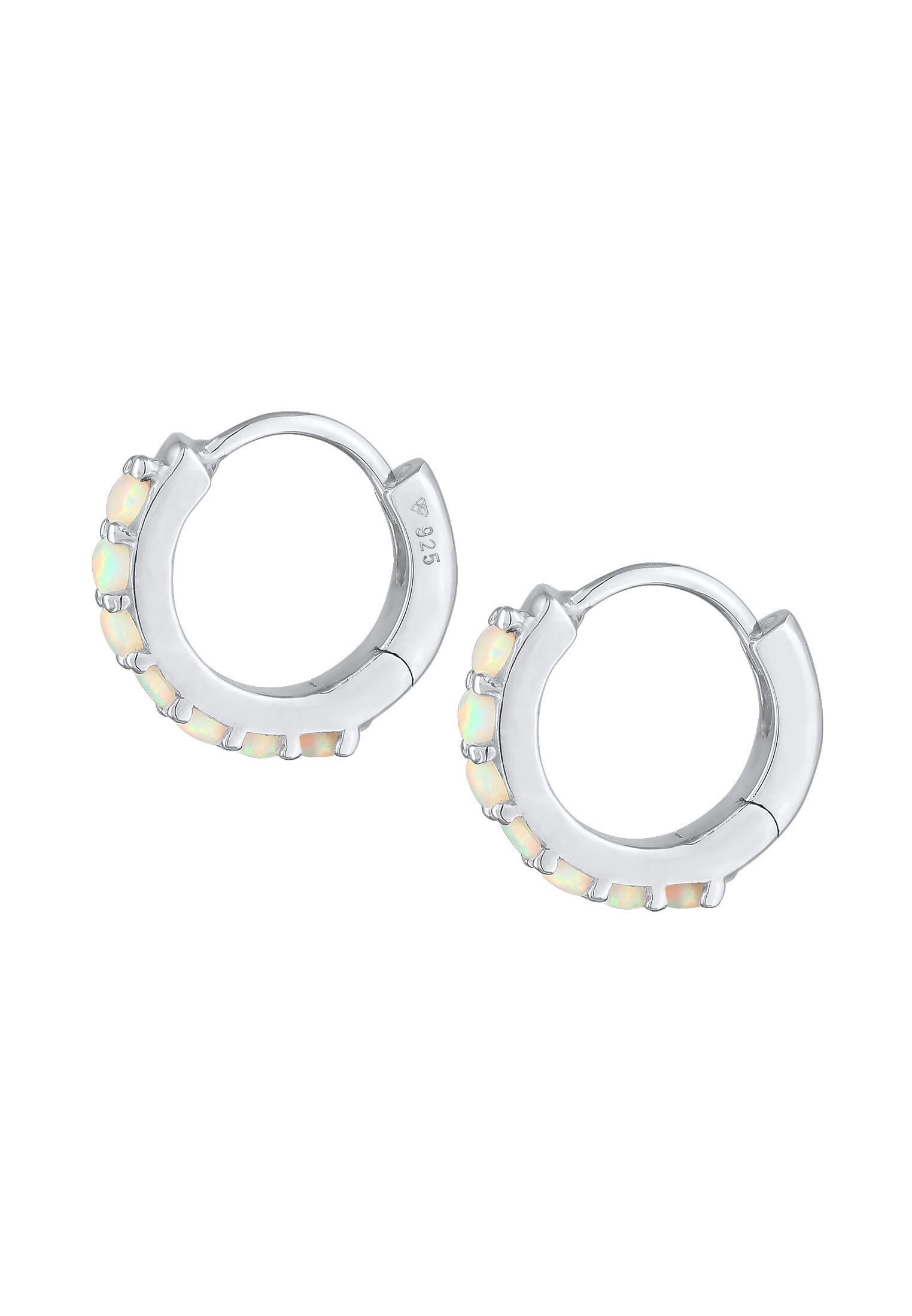 Elli Paar Creolen »Ohrringe Creolen synthetischer Opal Klassik 925 Silber«