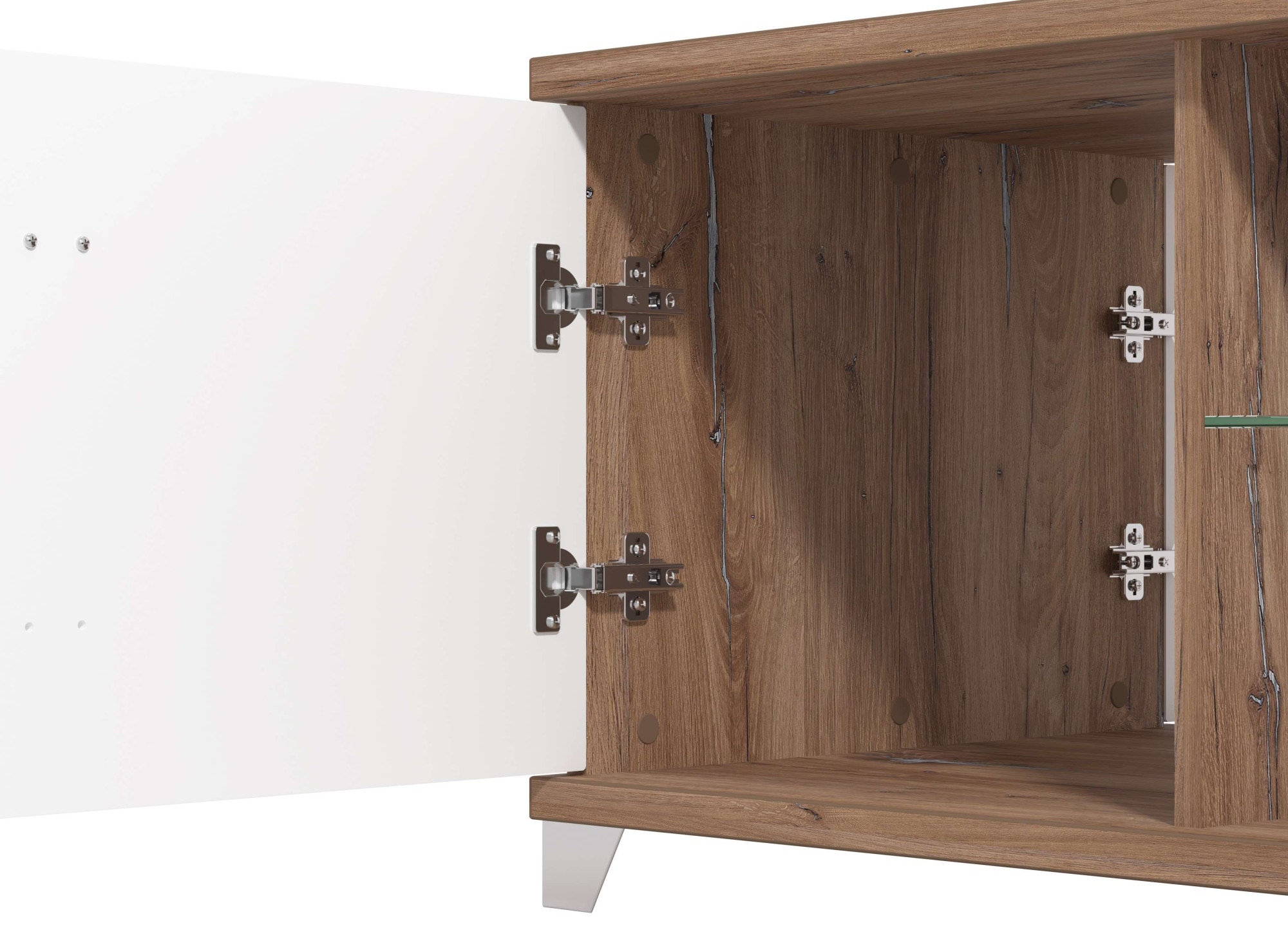 INOSIGN Couchtisch »Burgundy120 cm, rechteckig, in zeitloser Design,« mit viel Stauraum, Flagstaf Eiche Dekor mit Segmenten in Weiß