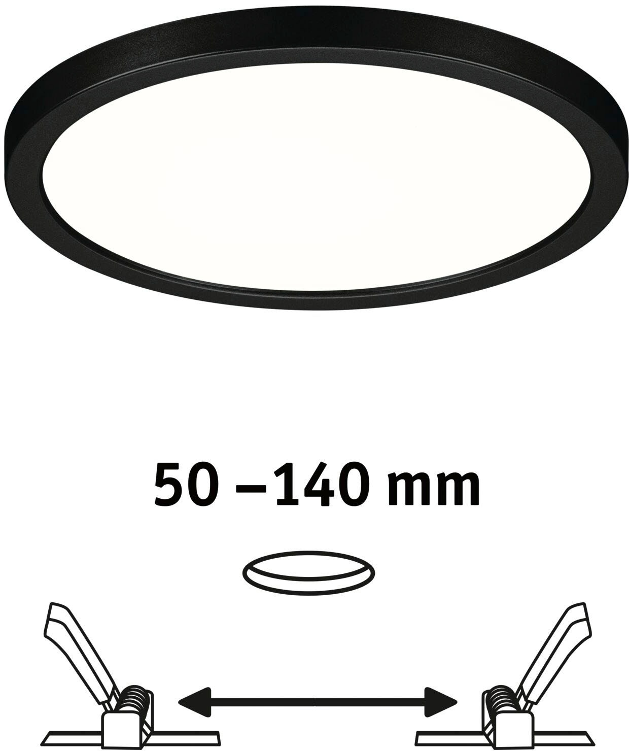 Paulmann LED Einbauleuchte »LED Einbaupanel VariFit Areo IP44 rund 175mm 4000K Schwarz« 1 Stk. Neutralweiß LED Einbaupanel VariFit Areo IP44 rund 175mm 4000K Schwarz