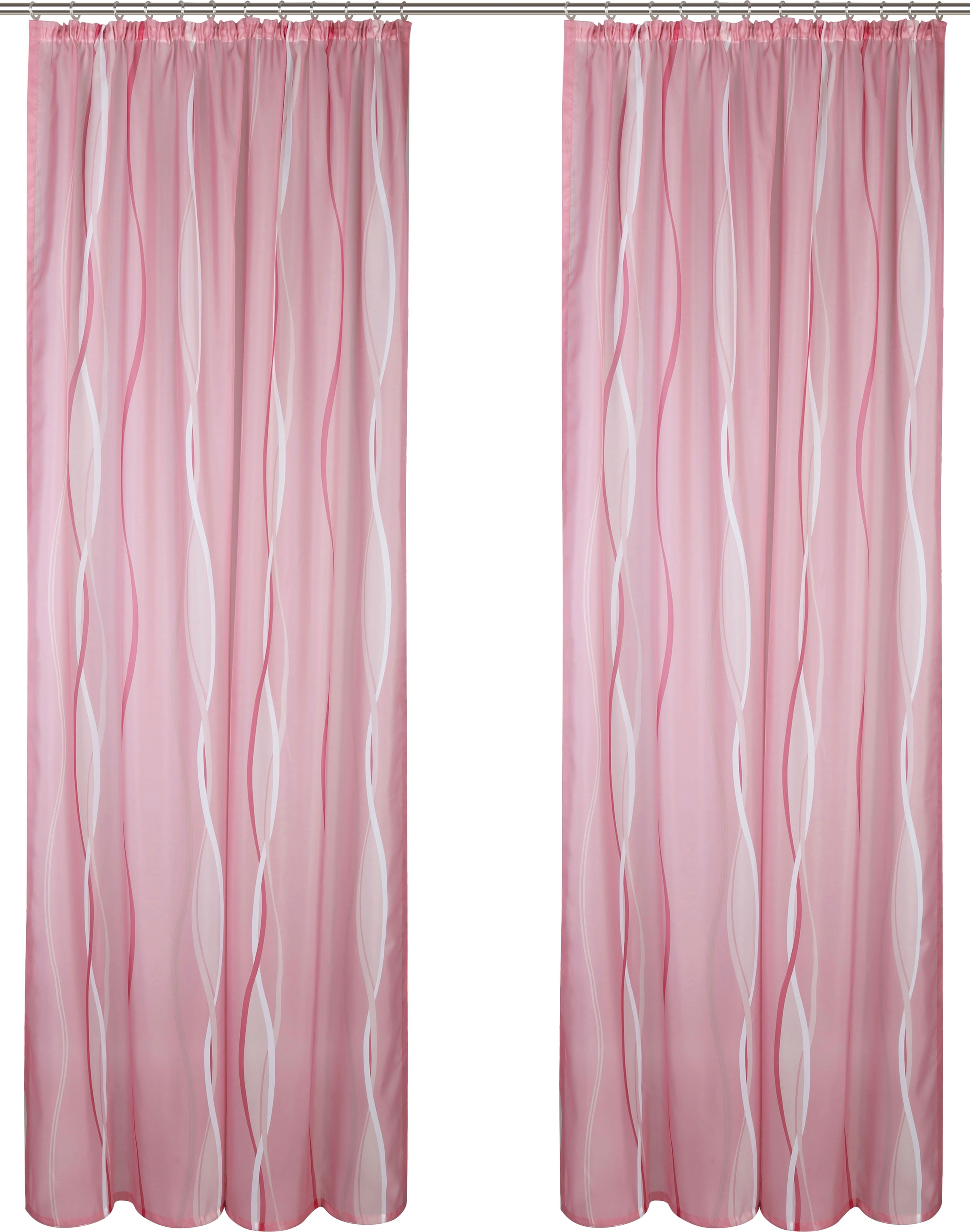 OTTO home Gardine »Dimona, 2er-Set, transparent, Kräuselband, Wellenmotiv« Kräuselband 2 Stk. tlg. 2er-Set, transparent, Voile, Polyester