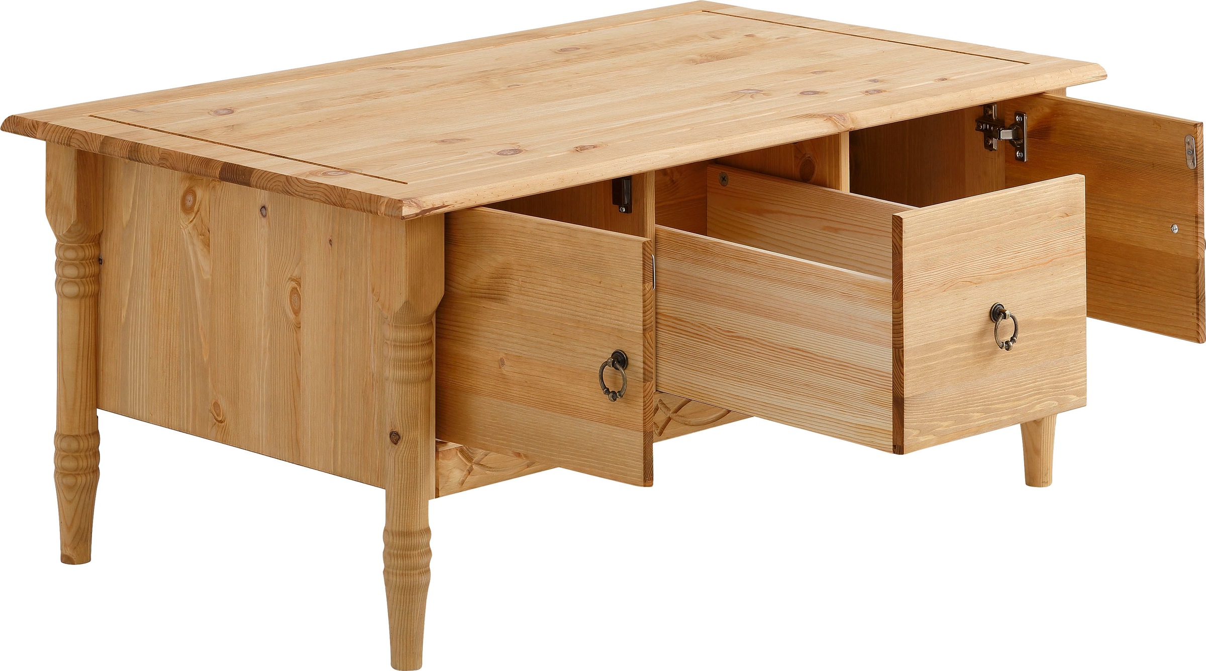 Home affaire Couchtisch »Indra«, aus massiver Kiefer, FSC®, mit Stauraum, dezentes Ornament