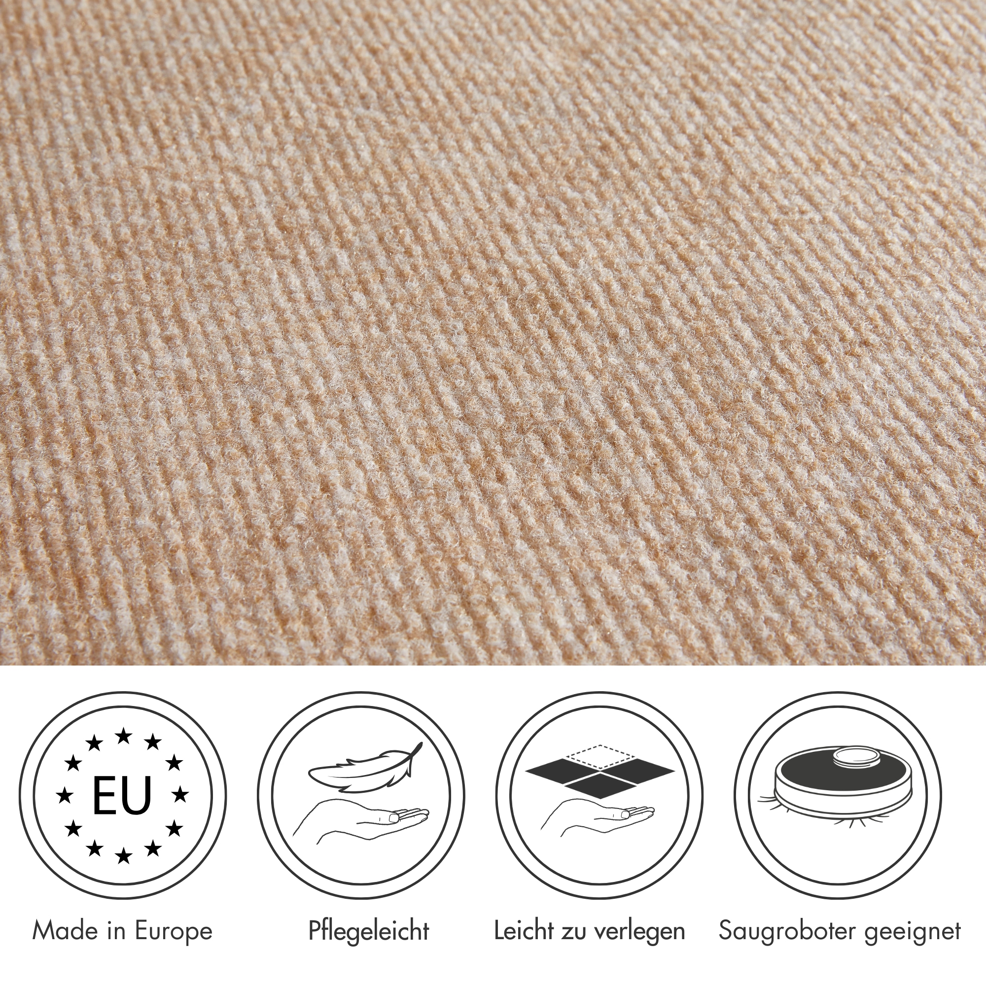 Andiamo Teppichboden »Milo, Nadelfilz, Made in Belgium«, rechteckig, 2,5 mm Höhe, Uni Farben, Breite 100 cm oder 200 cm, Wohnzimmer, strapazierfähig
