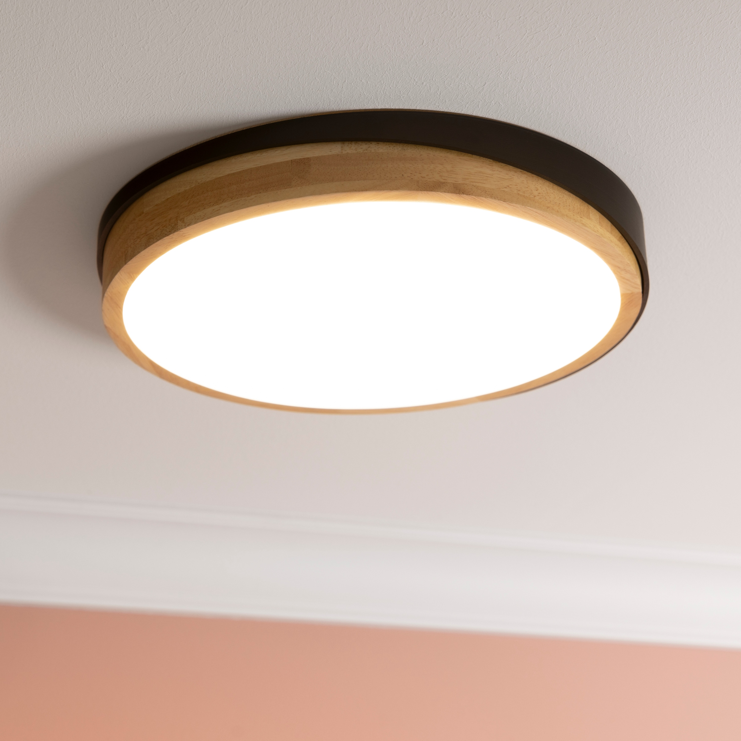 Brilliant LED Deckenleuchte »Baarlo« 1 Stk. Warmweiß Ø 35 cm, 2400 lm, 3000 K, 3-Stufen dimmbar, Holz/Metall