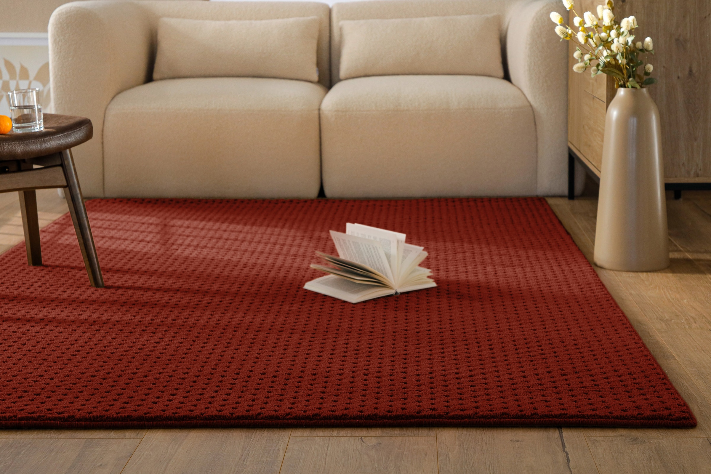 Wecon home Teppich »Castello THREE« rechteckig 7 mm Höhe Schurwolle, Kurzflor mit Hoch-Tief-Effekt, Wohnzimmer, Rautenmuster