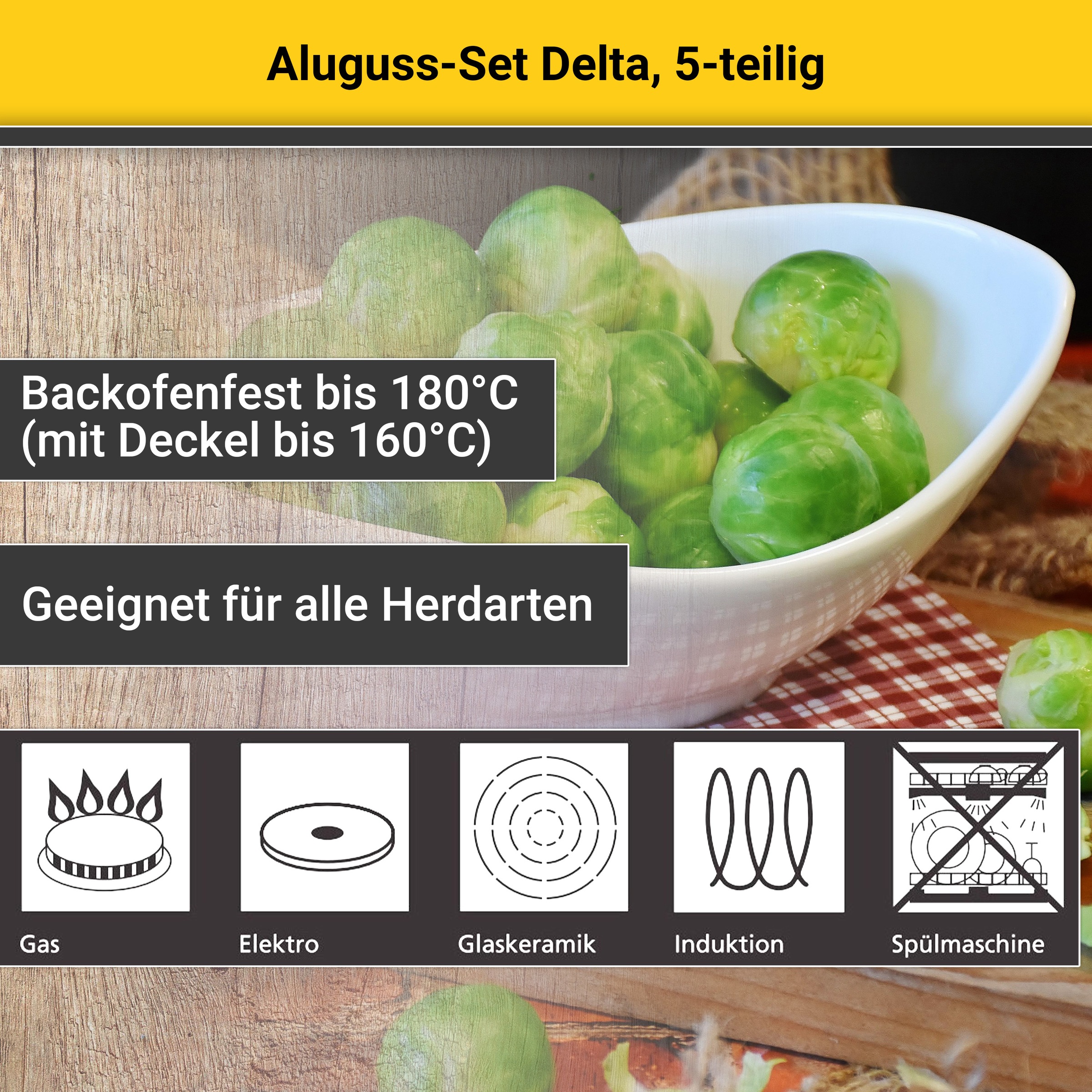 Krüger Topf-Set »Delta« Set, 7 Stk. tlg. Aluminiumguss