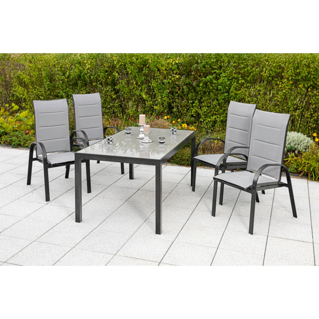 MERXX Garten-Essgruppe »Marini«, (5 tlg.), 4 Klappsessel mit Gartentisch