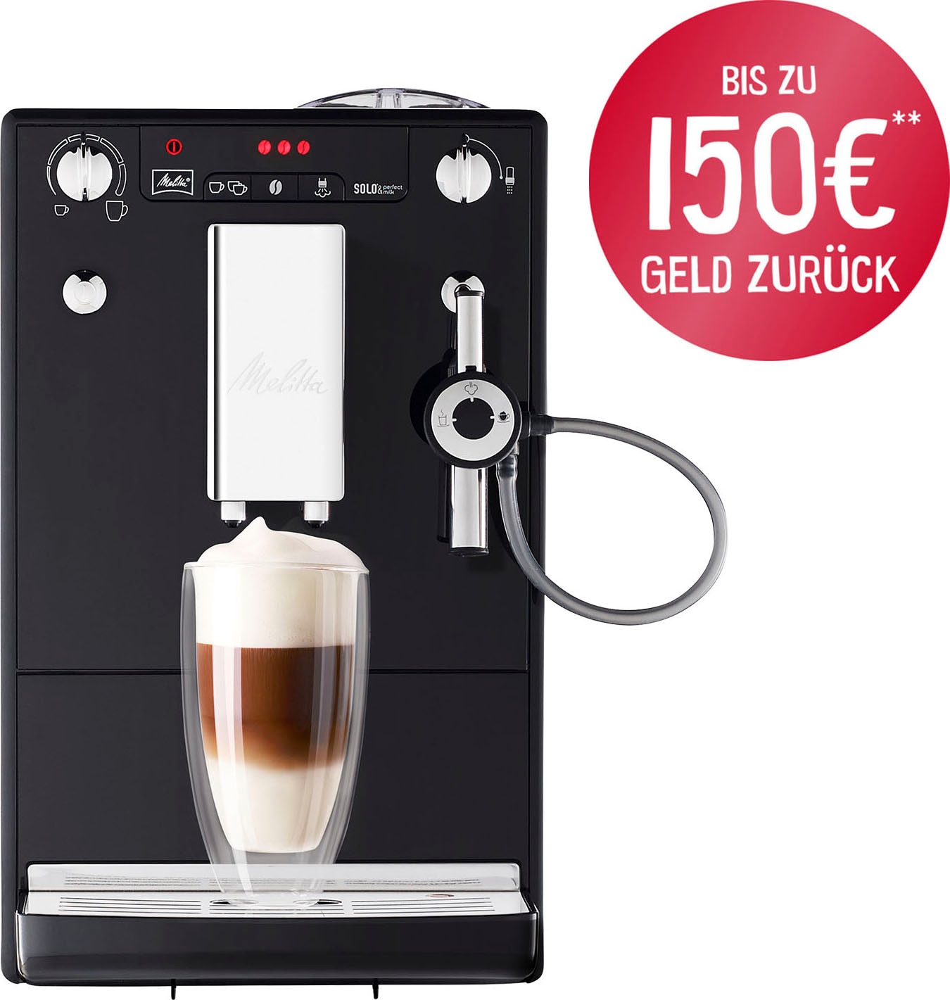 Melitta mit Milk Kaffeevollautomat XXL Garantie Café Perfect Drehregler One Touch, 3 Jahren 957-101, crème&Espresso »Solo® E per Milch Milchsch&heiße schwarz«, per &