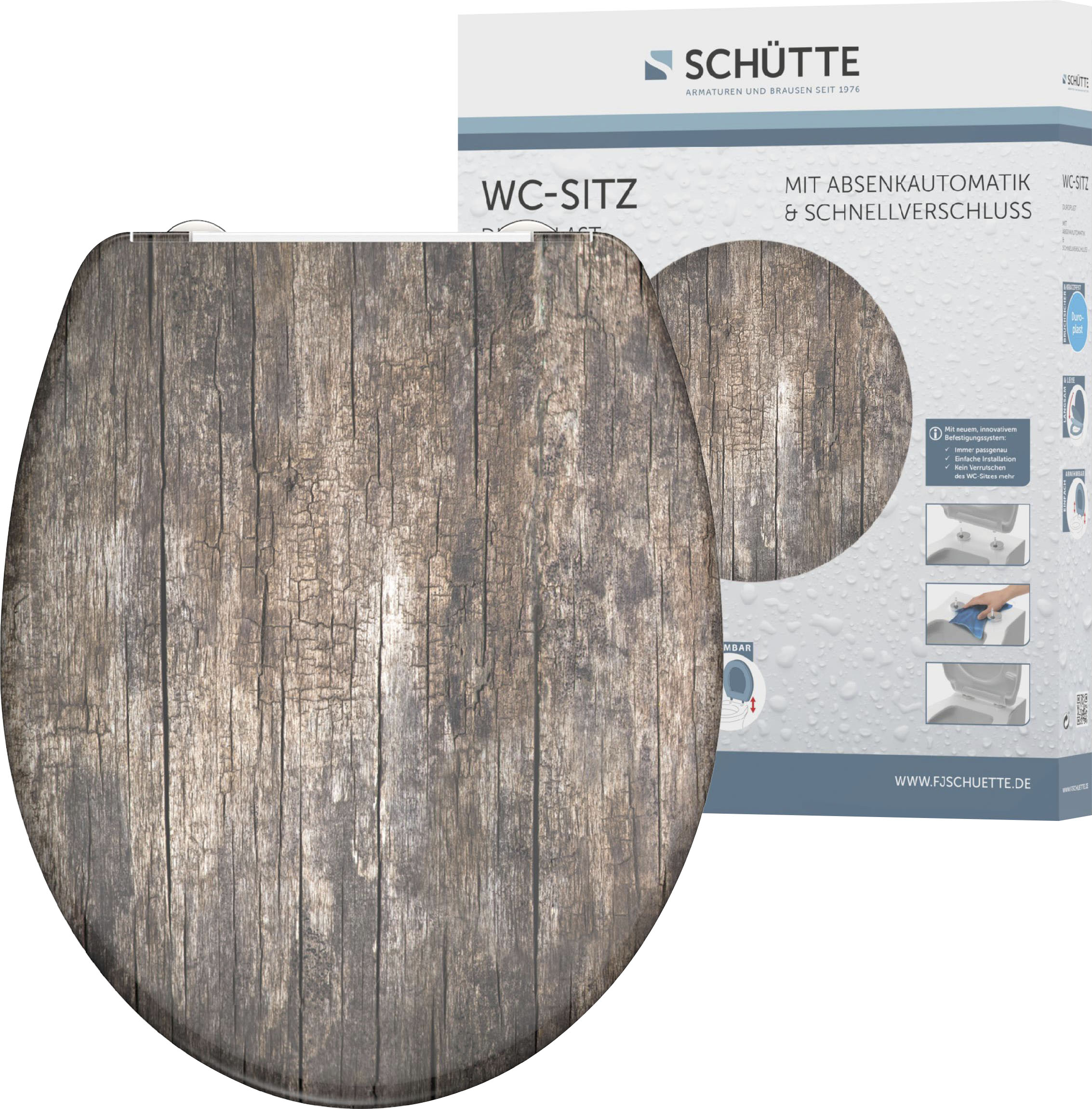 WC-Sitz »Old Wood«, Duroplast, mit Absenkautomatik und Schnellverschluss