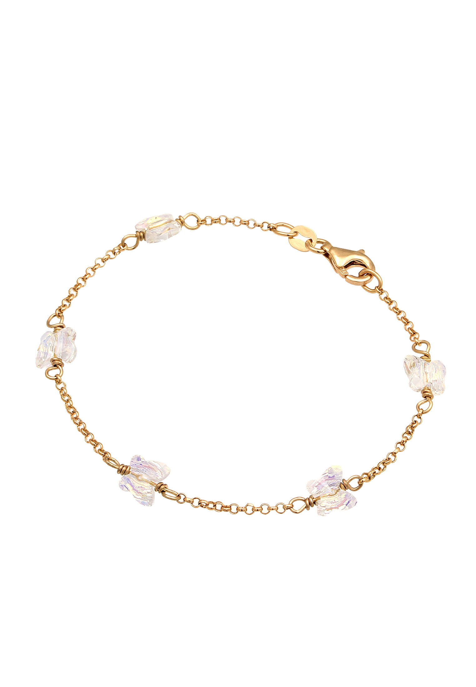 Elli Armkette »Armband Schmetterling Glas Kristalle Weiß 925 Sterling Silber vergoldet«