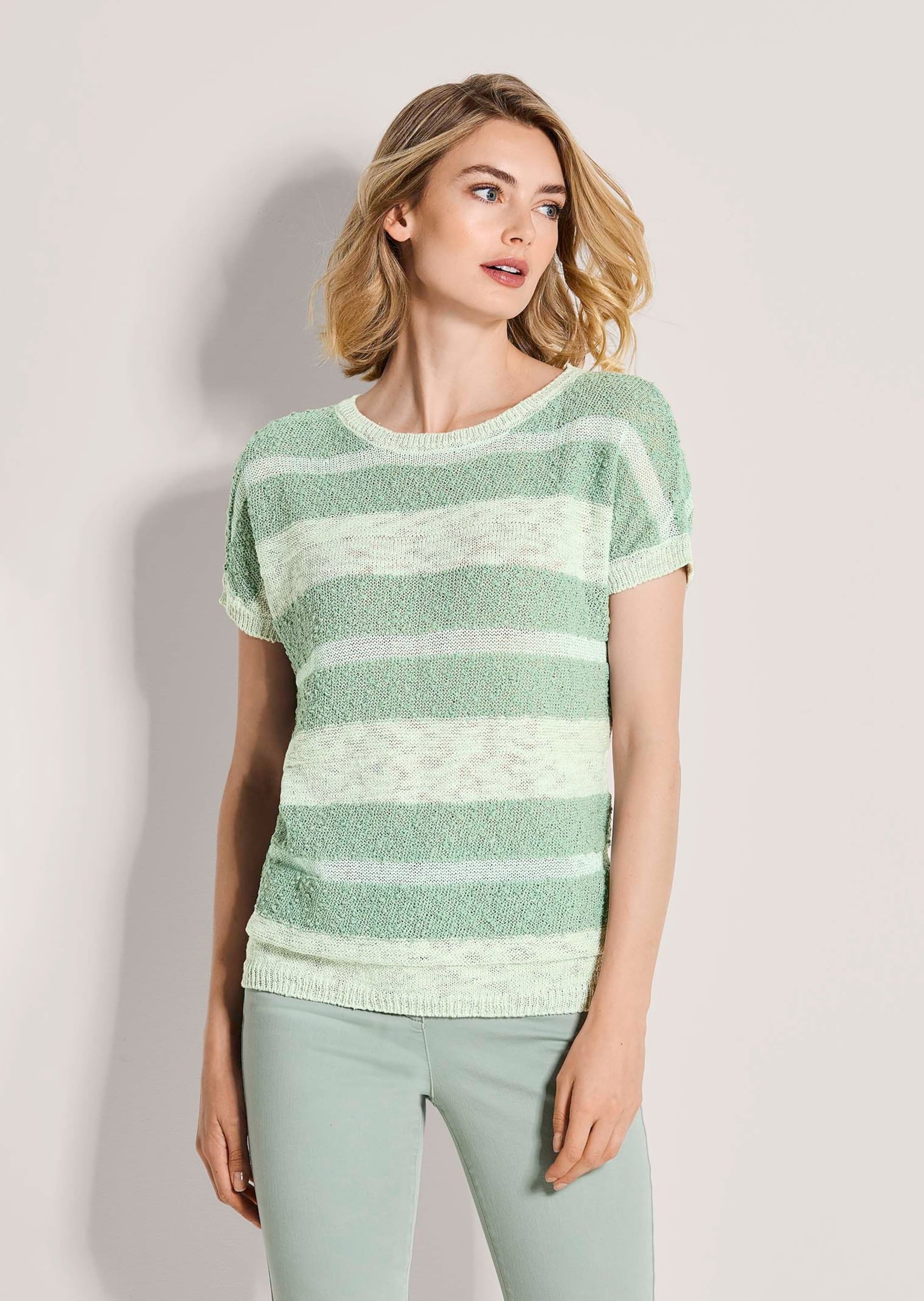 MADELEINE Longpullover »Pullover Kurzarm-Pullover mit Glanz-Effekt«