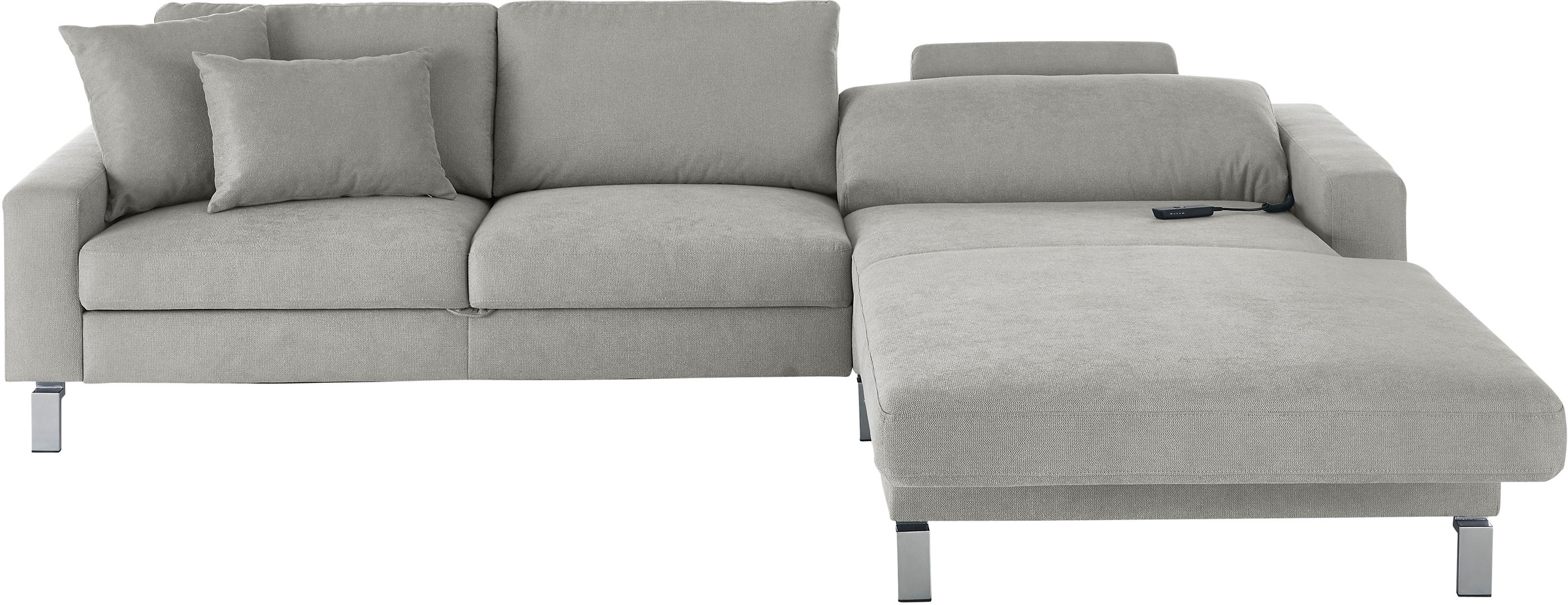 3C Candy Ecksofa »Lecce, wahlweise PUR-Schaumstoff oder Tonnentaschenfederkern«, Bett im 2,5-Sitzer, teilmotorische Schlaffunktion im Longchair, L-Form
