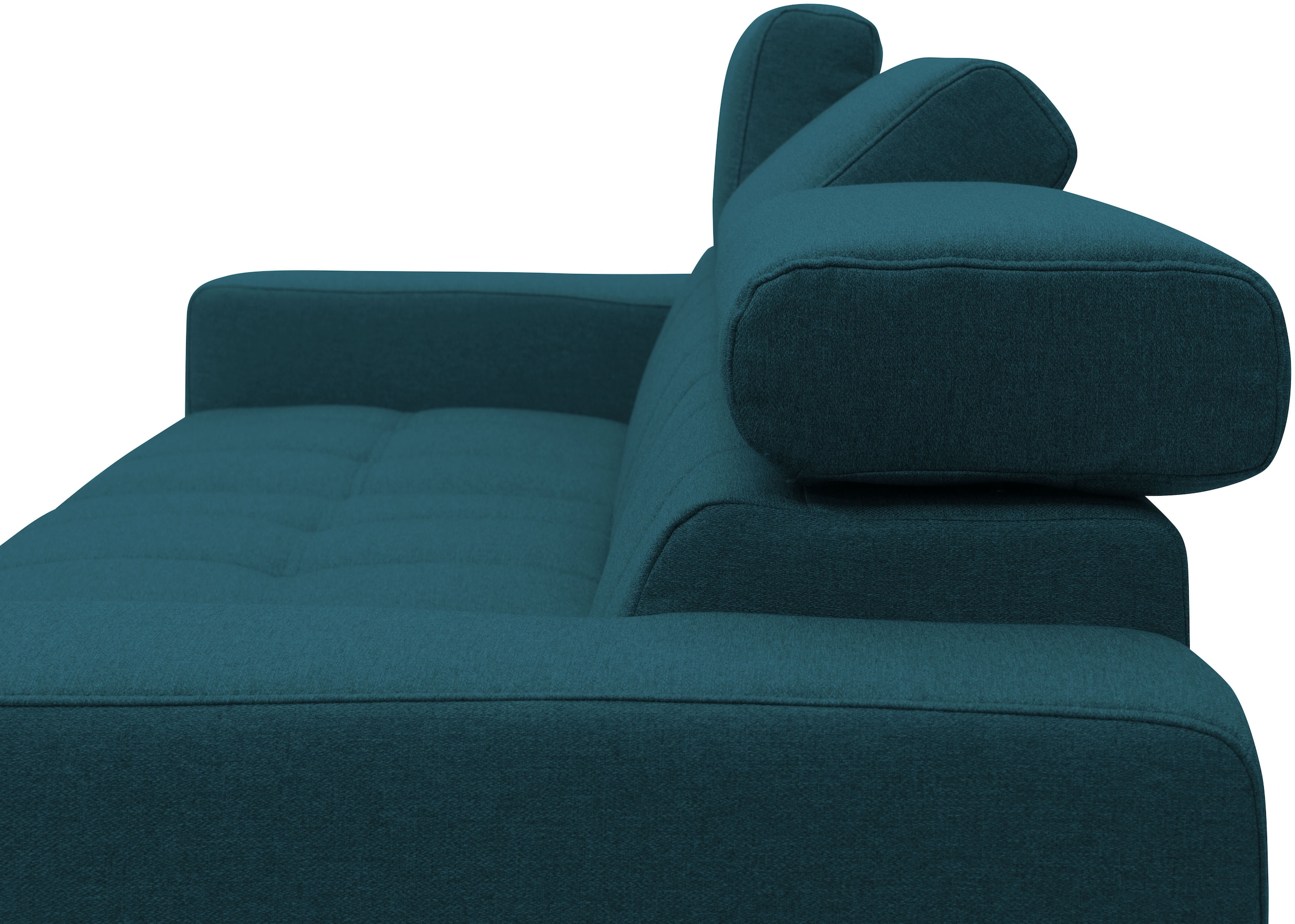 DOMO collection Ecksofa »Trento L-Form, mit Kufenfuß oder Einzelfuß«, wahlweise mit Kopfteilverstellung, Recamiere links/rechts bestellbar