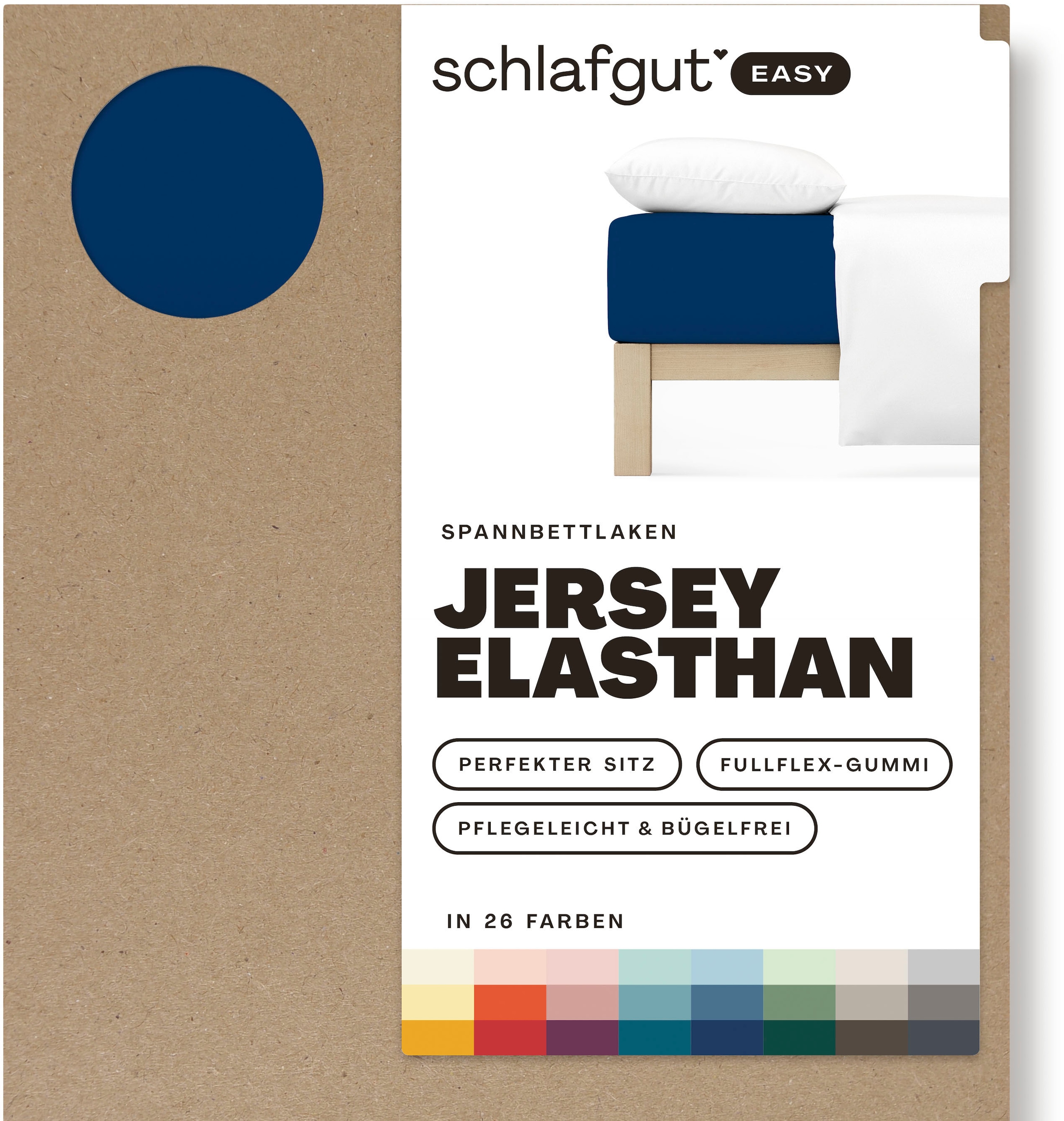 Schlafgut Spannbettlaken »EASY JERSEY ELASTHAN Bettlaken, 170 g/m², 95% Baumwolle, 5% Elasthan« Spannbettlaken bis 30 cm Höhe, bügelfrei, pflegeleicht, perfekter Sitz
