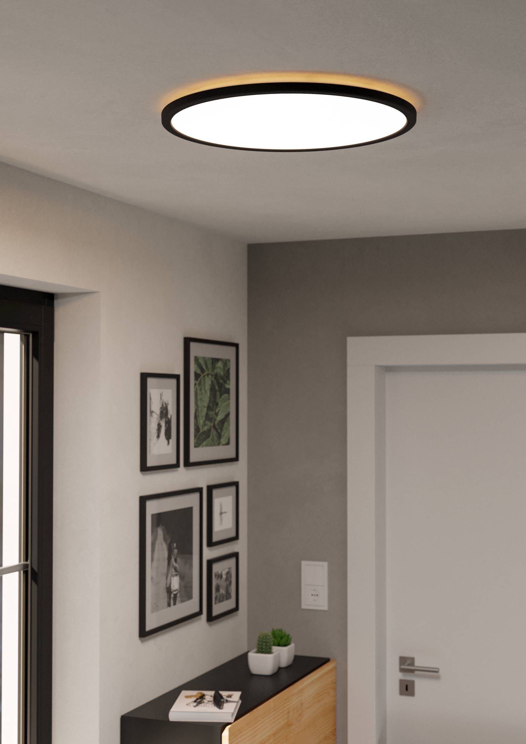 EGLO Deckenleuchte »Rovito Deckenlampe, Deckenbeleuchtung, Badlampe, Kunststoff, IP44« LED-Modul 1 Stk. Kaltweiß | Neutralweiß | Warmweiß Wand-/Deckenleuchte - H3,2 x Ø50 cm - schwarz - 16,8W inkl.