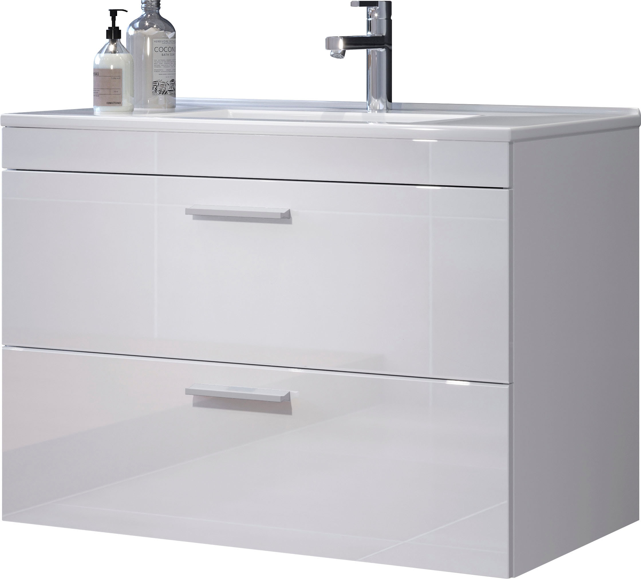 welltime Waschbeckenunterschrank »Dormoletto« Hänge-Waschbeckenunterschrank m. Becken - (B/T/H) 81/47/59 cm