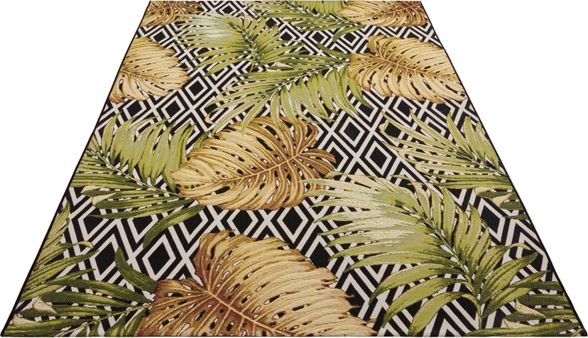 Paco Home Teppich »Ostende Palmenblätter, Motiv rechteckig, Wohnzimmer geeignet, In- Flachgewebe, 534«, und Outdoor
