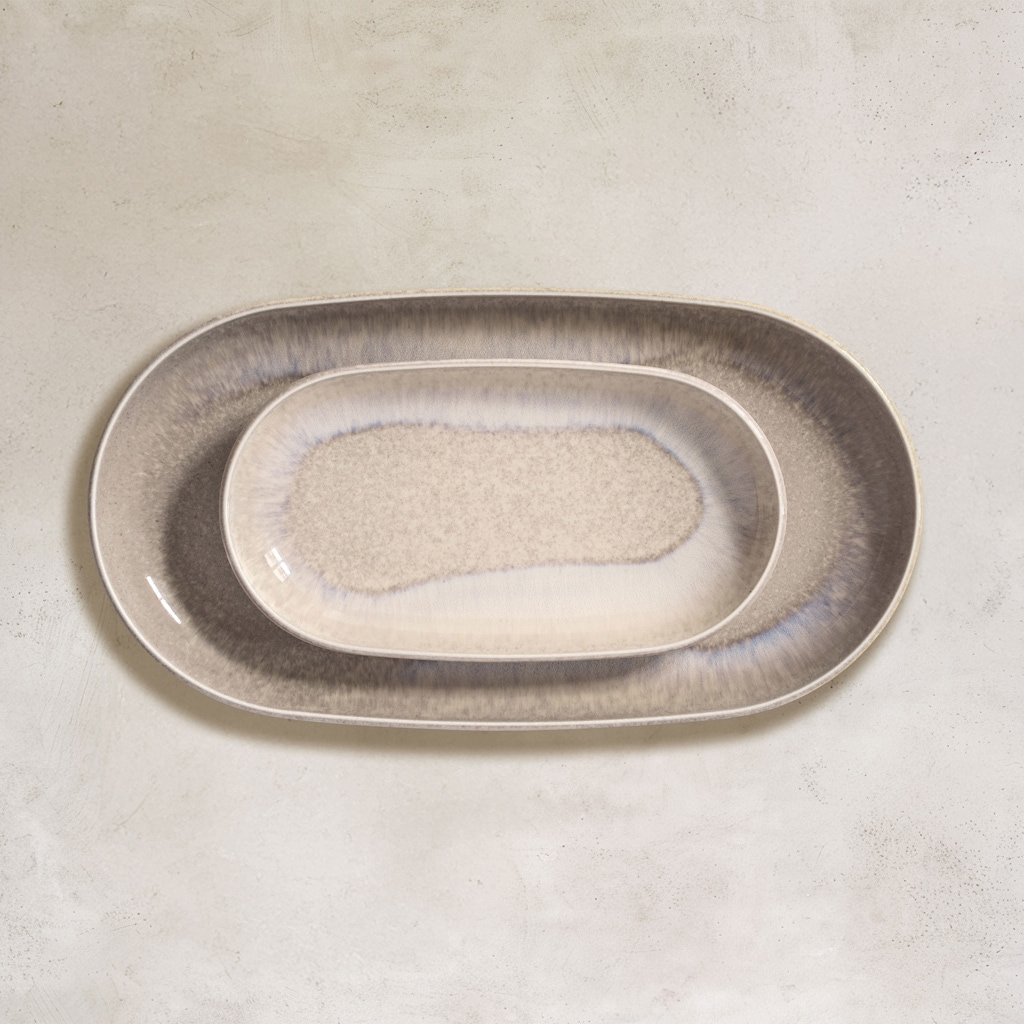like. by Villeroy & Boch Servierplatte »Servierplatten-Set Perlemor Sand 2er Set beige« Spülmaschinengeeignet, Mikrowellengeeignet