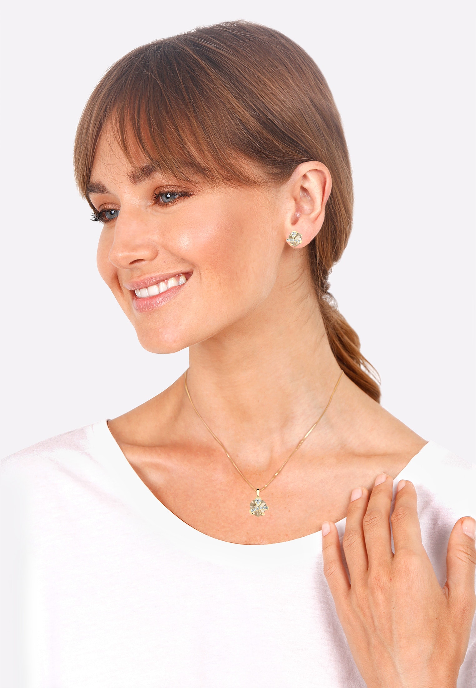 Elli Ohrring und Ketten Set »Schmuckset Herz Glamourös 925 Silber, mit Kristallen von Swarovski®« ()