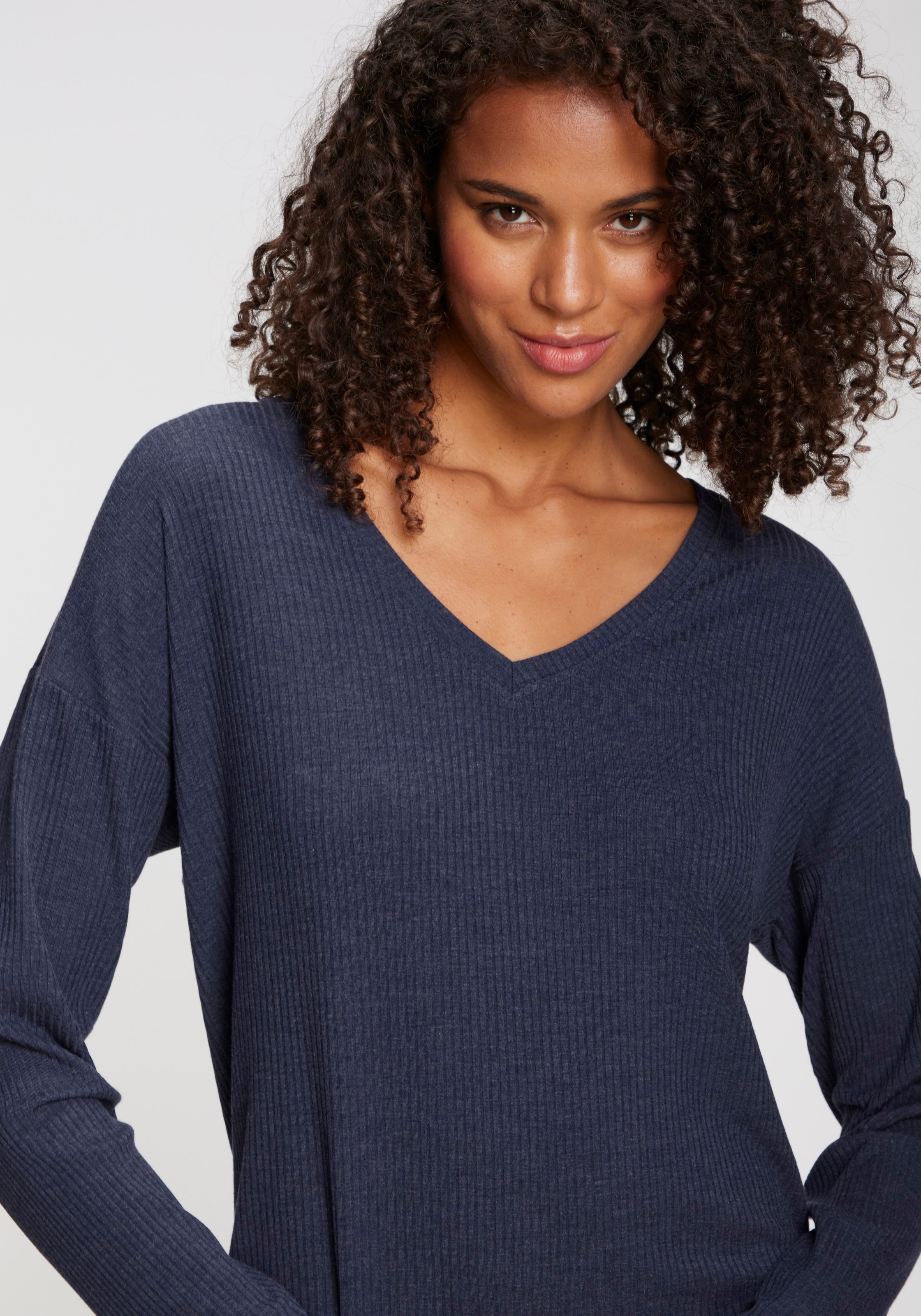 s.Oliver Pyjamaoberteil , Aus weicher Rippqualität
