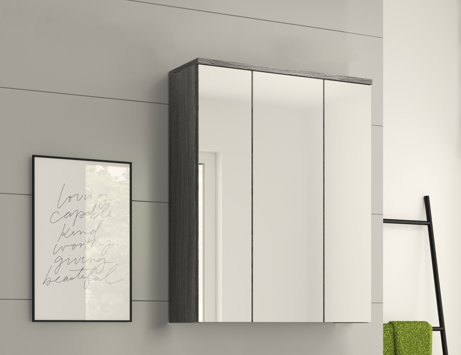 welltime Badezimmerspiegelschrank »LUCCA, TOPSELLER!, Breite 60cm, 3 Spiegeltüren, 9 Fächer, 6 Fachböden«, Badmöbel, Badschrank, Schrank, Wandschrank, Bad, Badezimmer