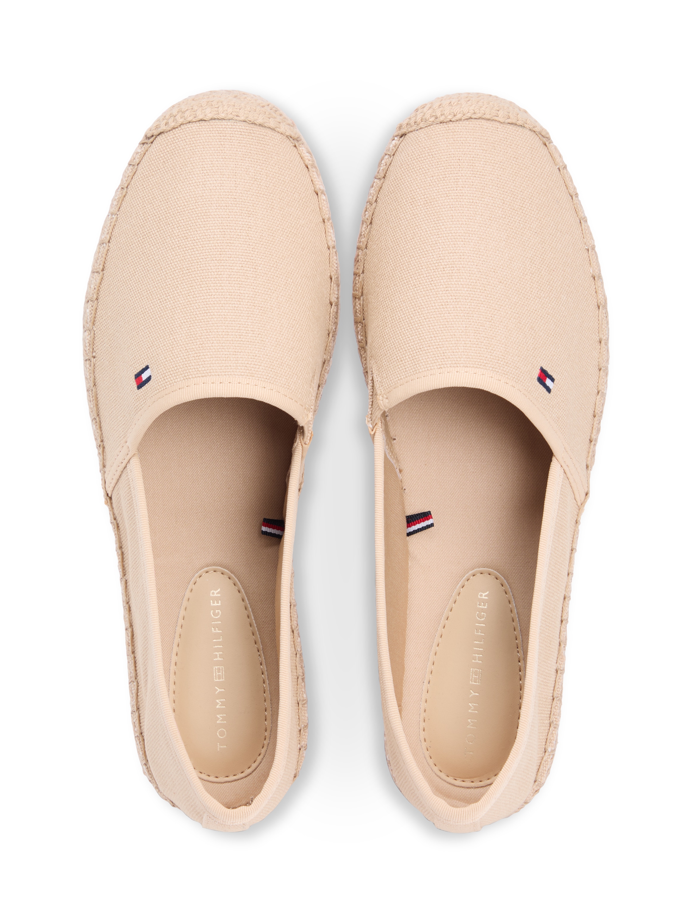 Tommy Hilfiger Espadrille »FLAG CANVAS ESPADRILLE«  ,Slipper, Flats, Bequemschuh, Jutebezug und Ziernähten, schmale Form
