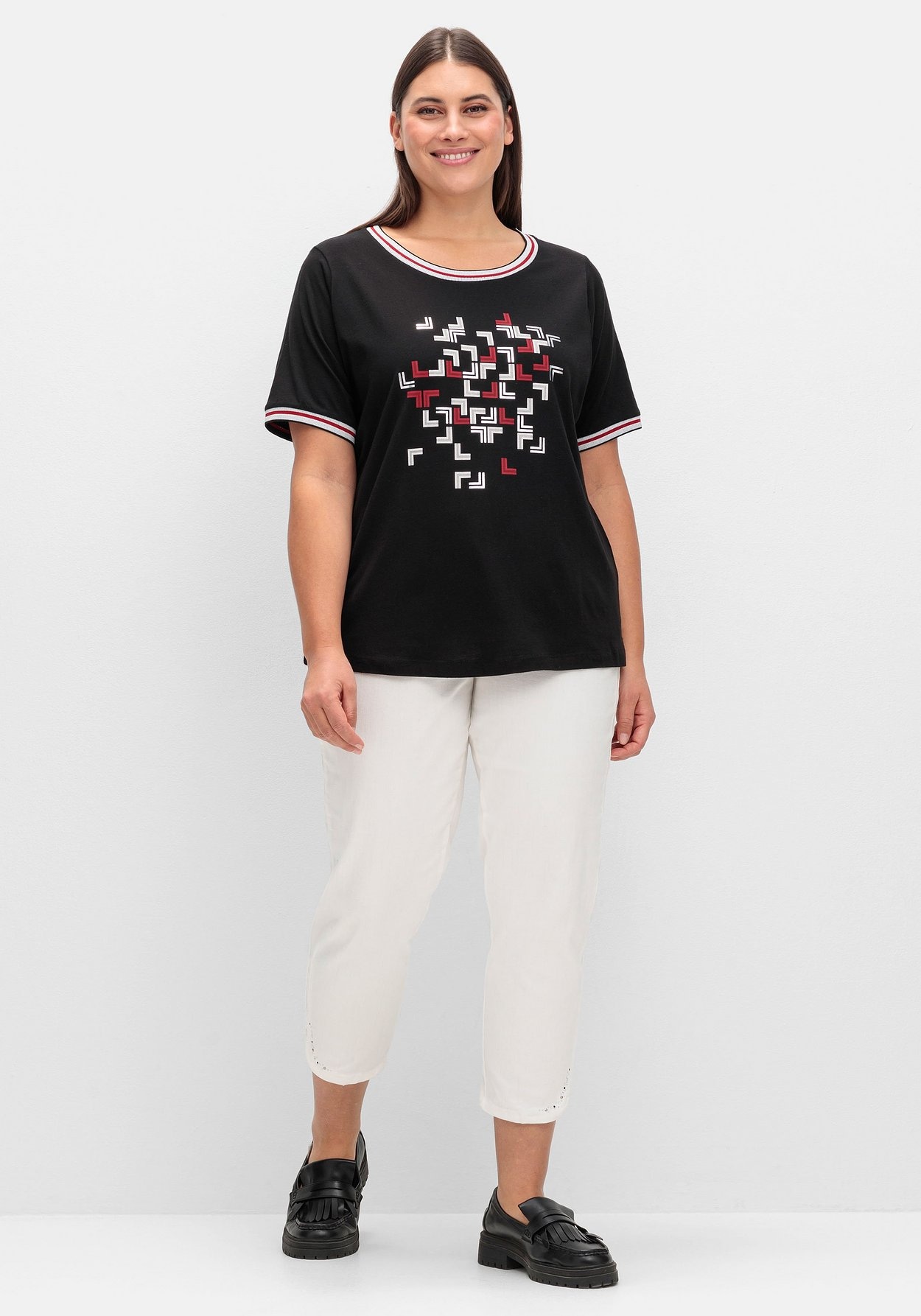 Sheego T-Shirt »Shirt mit Grafik-Frontprint und Glitzerdetails«