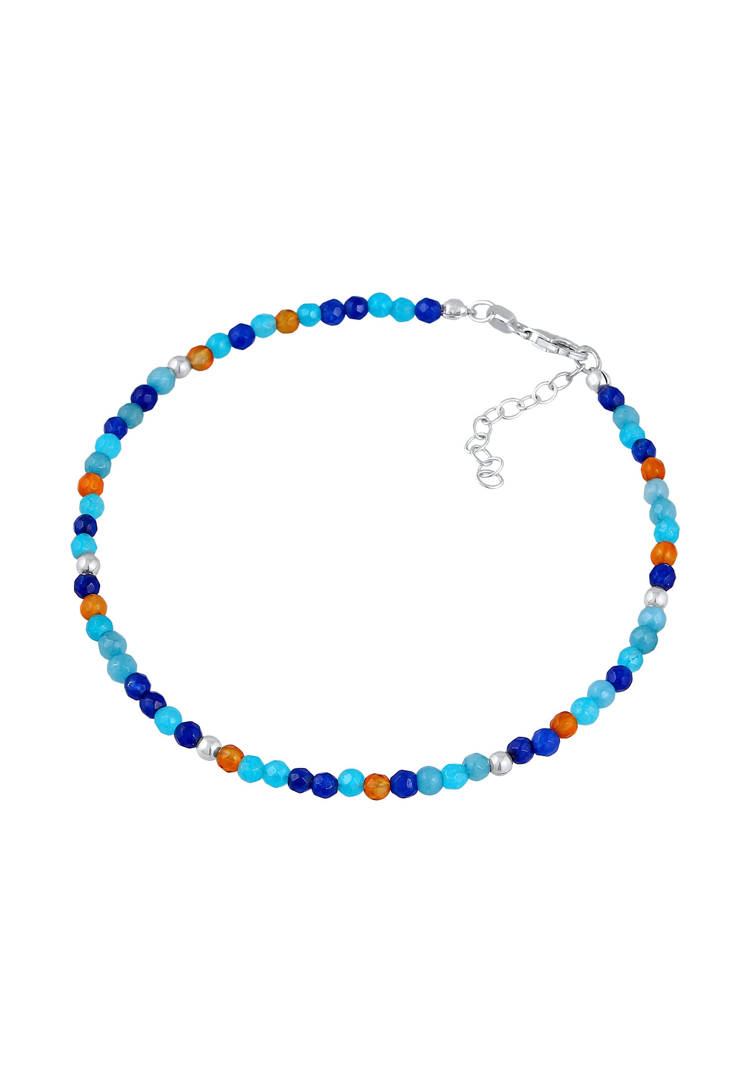 Elli Fußkette »Fußschmuck Achat Kugeln Blau Bunt 925 Silber«