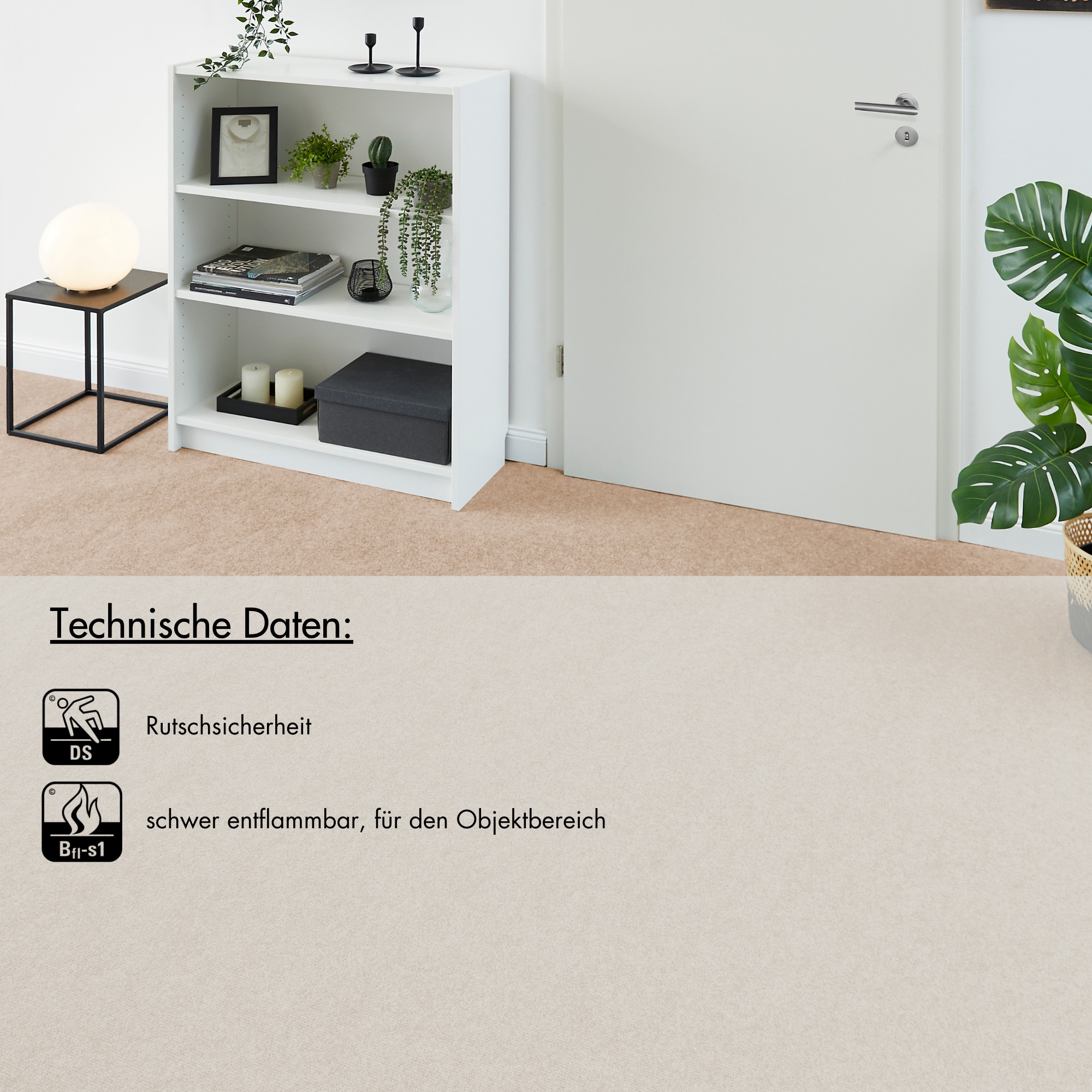 Andiamo Teppichboden »Milo, Nadelfilz, Made in Belgium«, rechteckig, 2,5 mm Höhe, Uni Farben, Breite 100 cm oder 200 cm, Wohnzimmer, strapazierfähig
