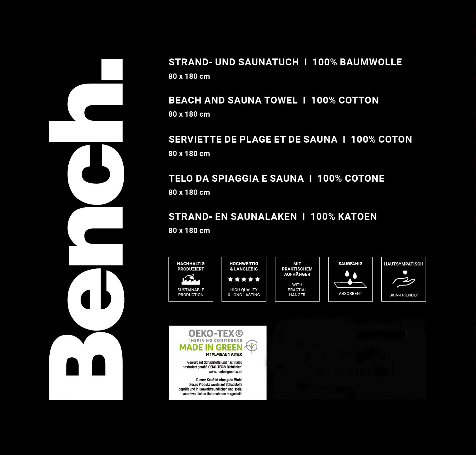 Bench. Strandtuch »Bench« mit dekorativem "Bench" Schriftzug