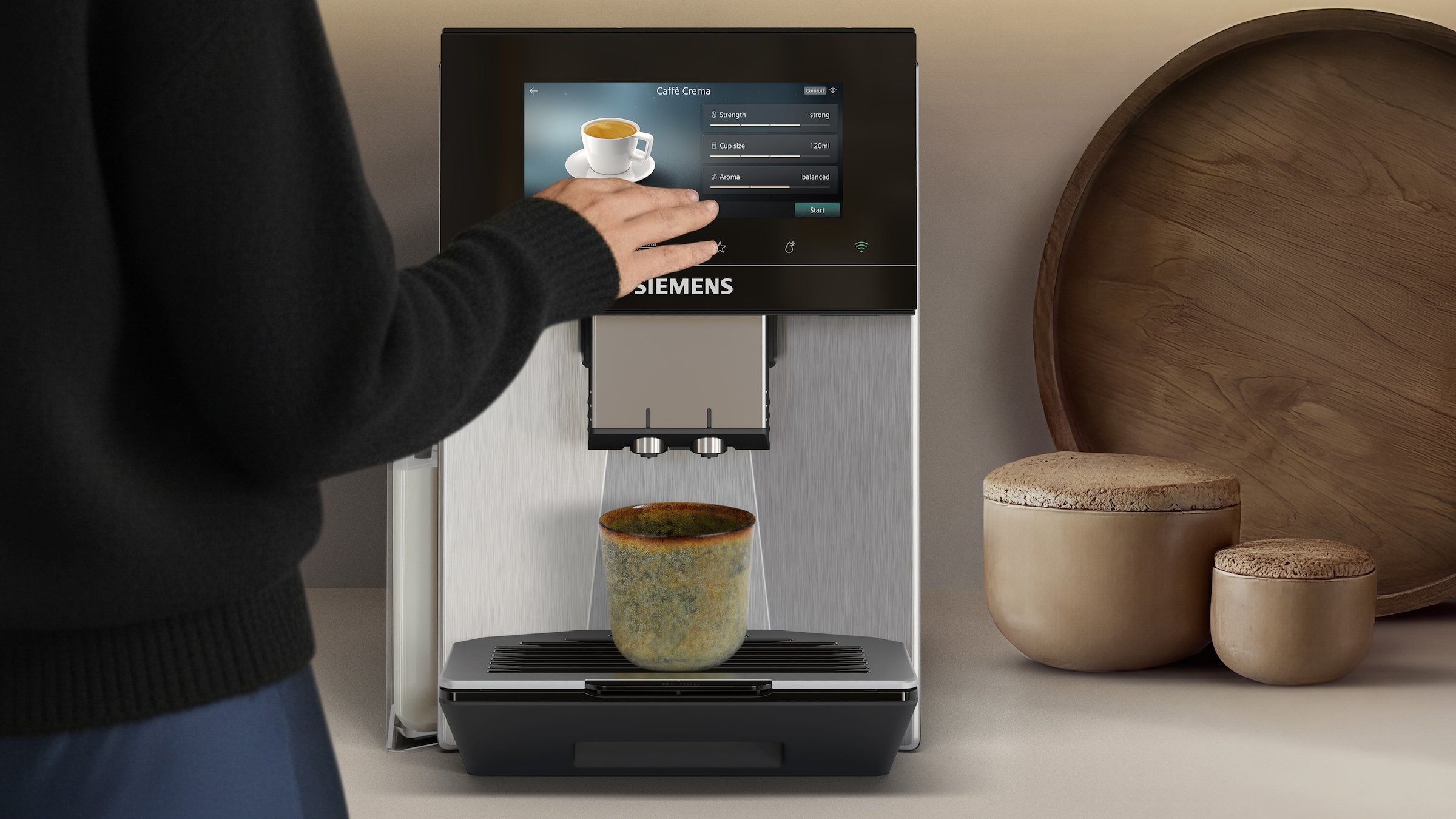 SIEMENS Kaffeevollautomat »EQ900 TQ923E43, 41 versch. Getränke, XL-Getränke, Doppeltassenfunktion« farbiges 6.8'' TFT-Display, individuelle Aromaeinstellung, Edelstahl