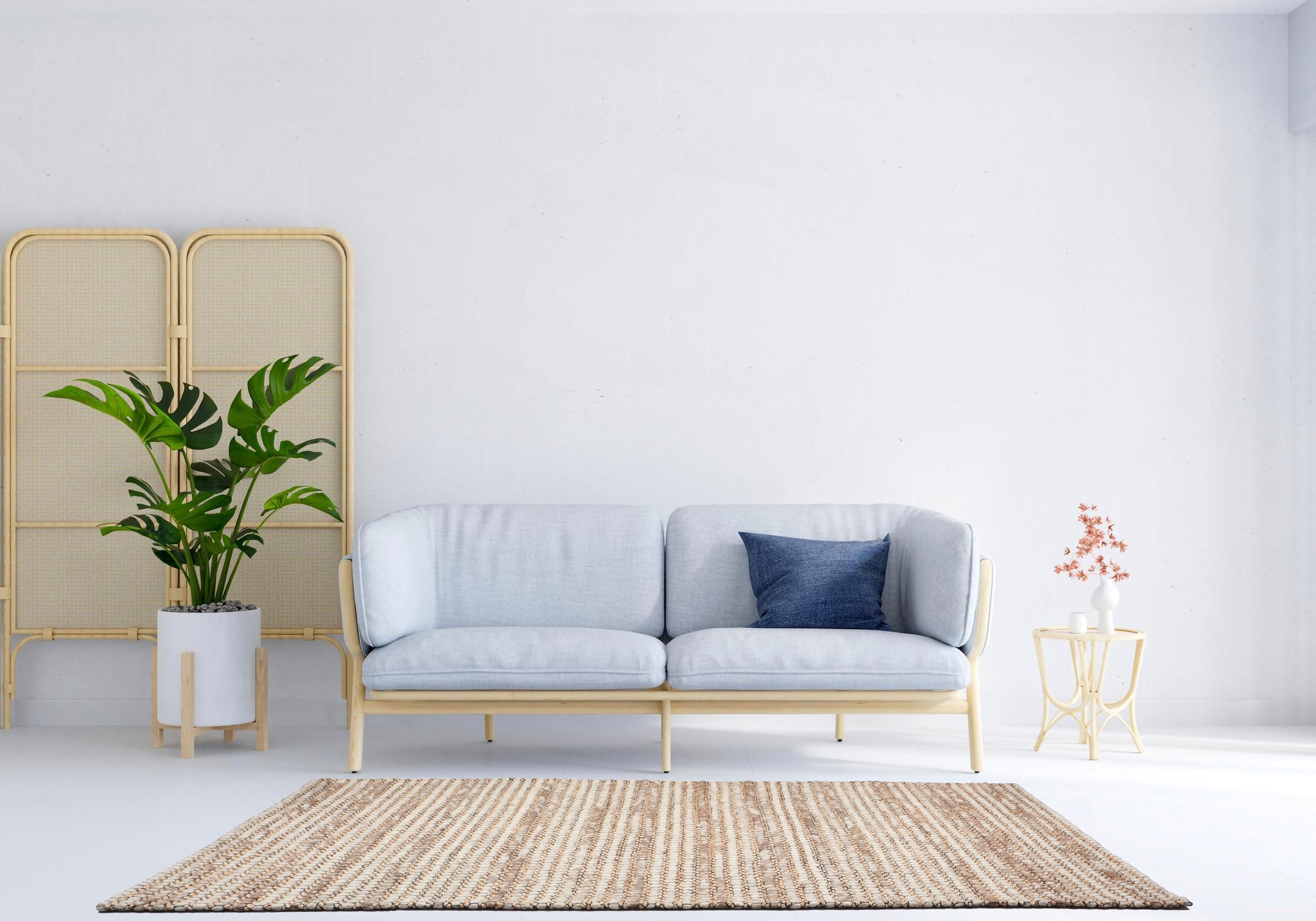 my home Wollteppich »Leevy, Wolle und Jute, handgewebt, Handweb Teppiche«, rechteckig, 25 mm Höhe, schöne Streifenoptik, Wohnzimmer, Schlafzimmer, Esszimmer