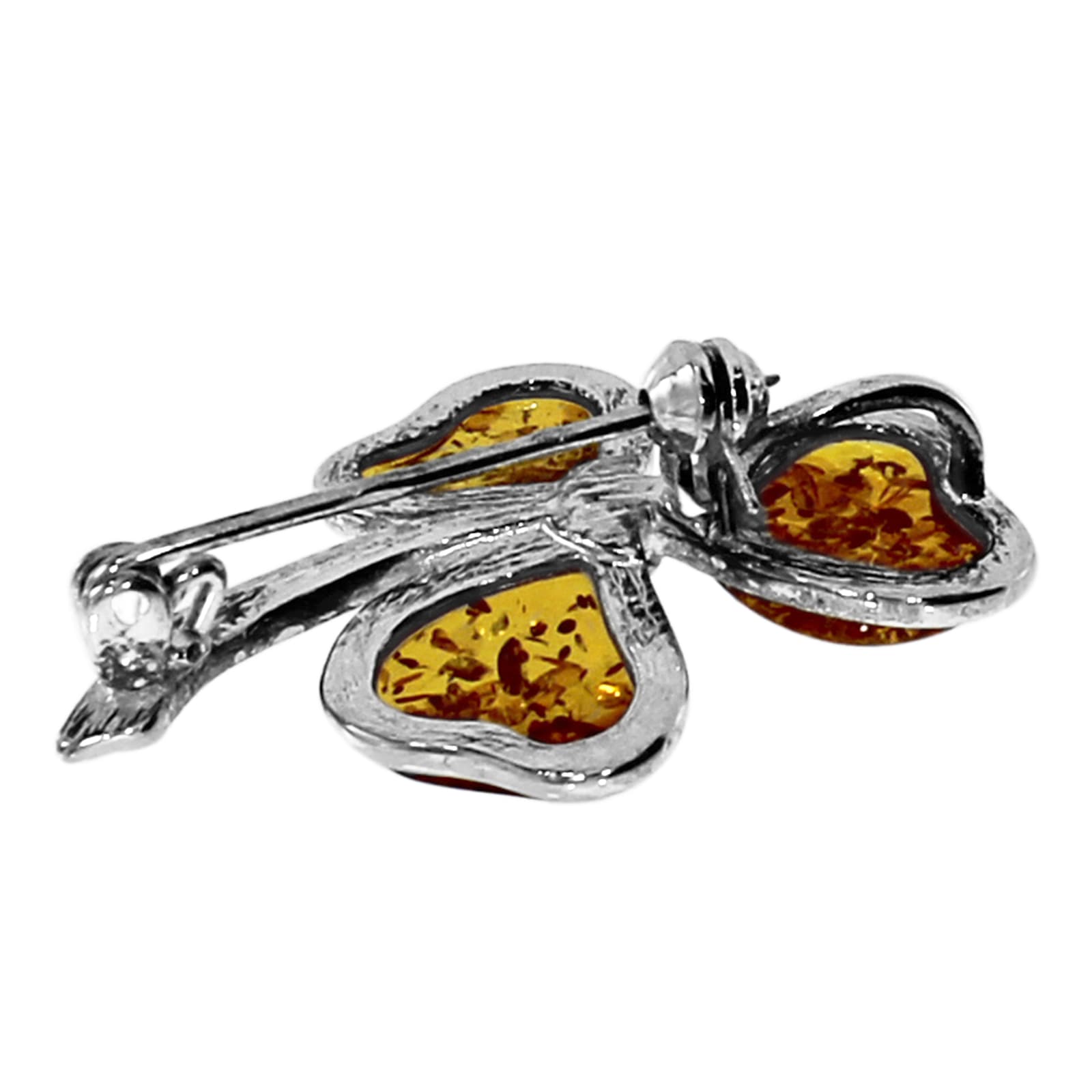 OSTSEE-SCHMUCK Brosche »- Blüte - Silber 925/000 - Bernstein«