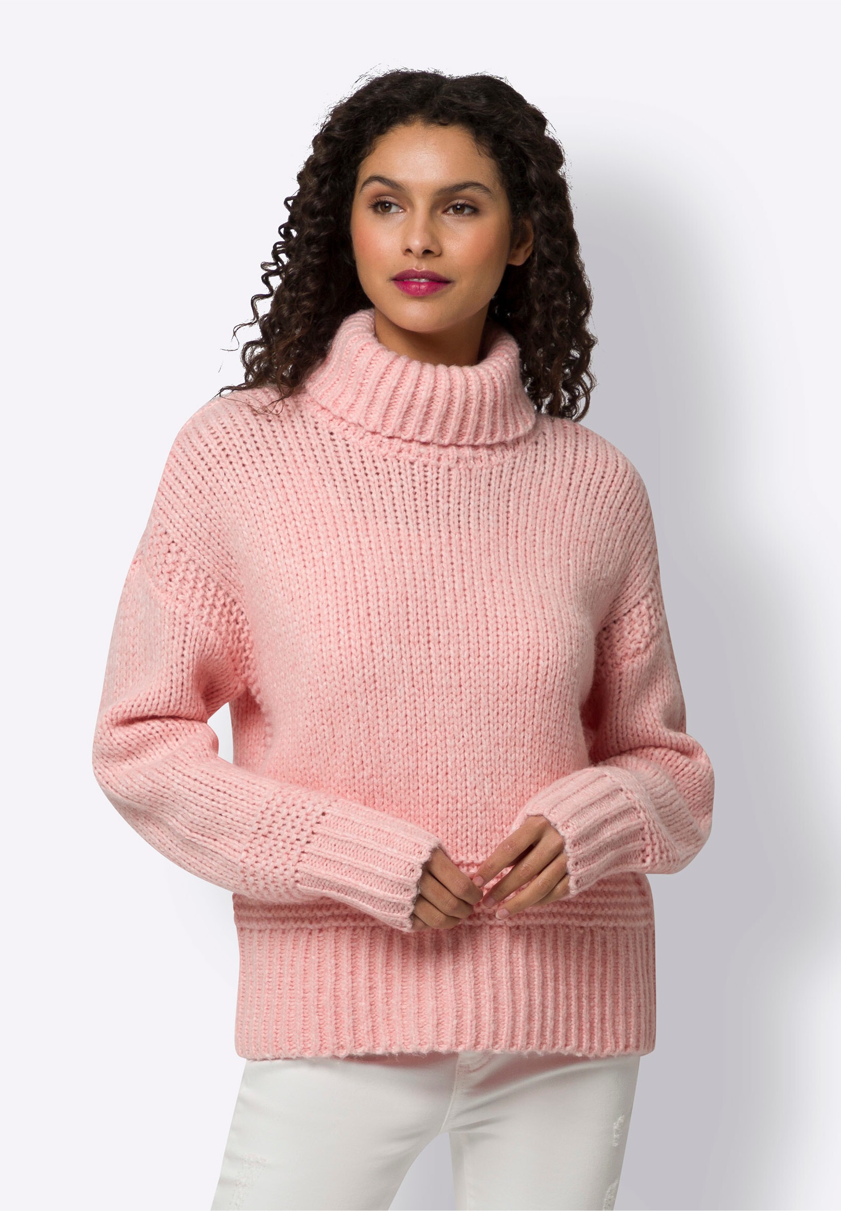 heine Strickpullover »Pullover Rollkragenpullover mit Strukturstrick«