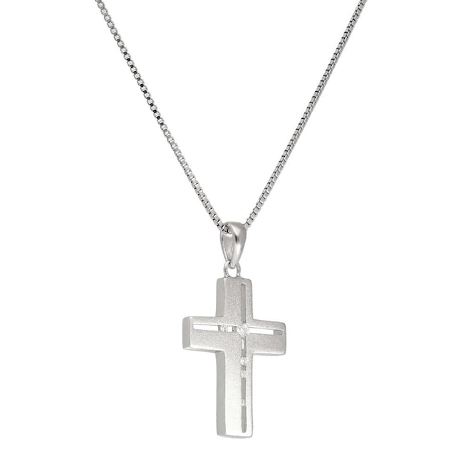 Firetti Kette mit Anhänger »Kreuz, Glaube, religiös, satiniert«, mit  Zirkonia bequem bestellen