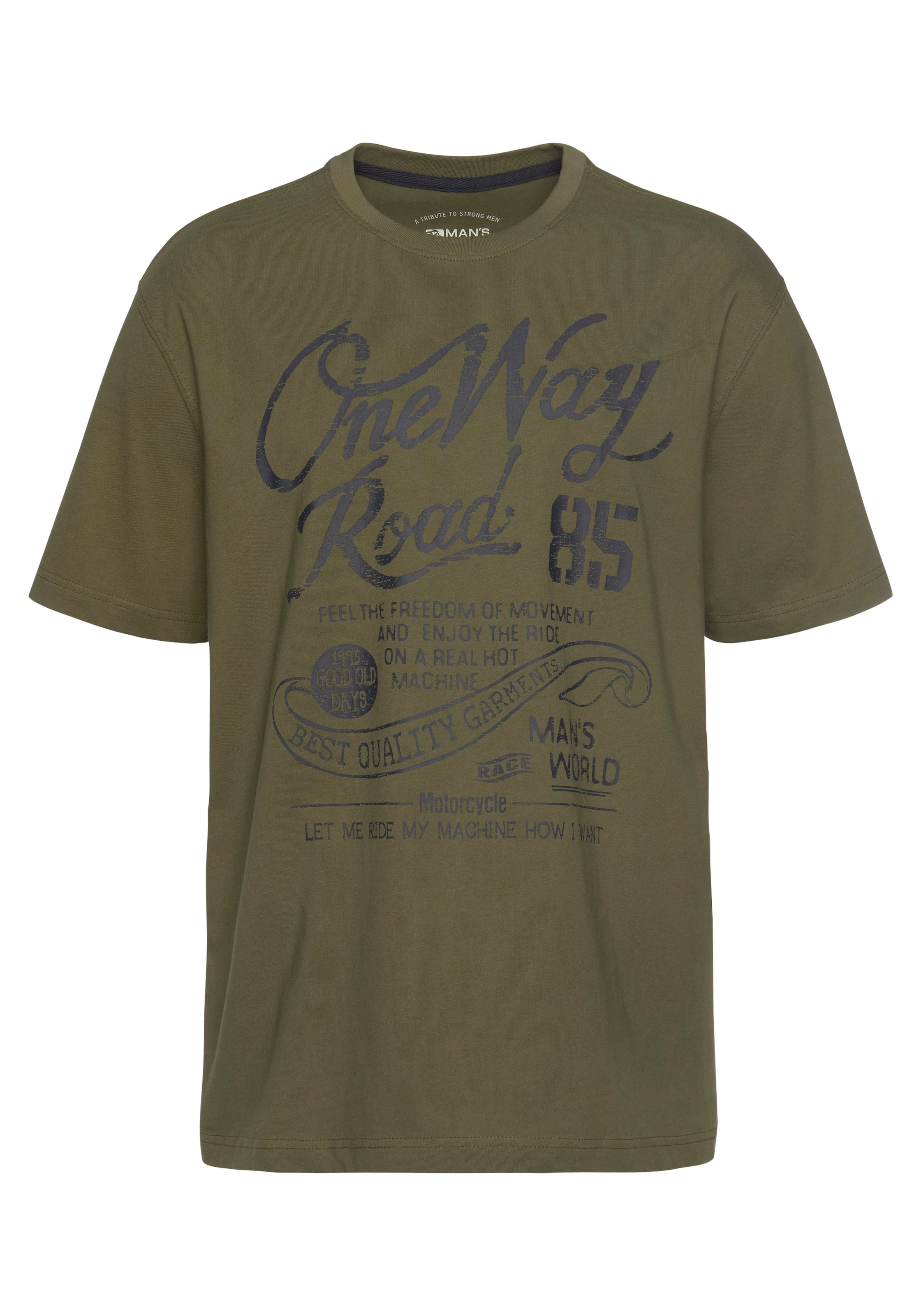 Man's World T-Shirt, Kurzarm, Regular Fit, mit Print, Rundhals, im Used-Look