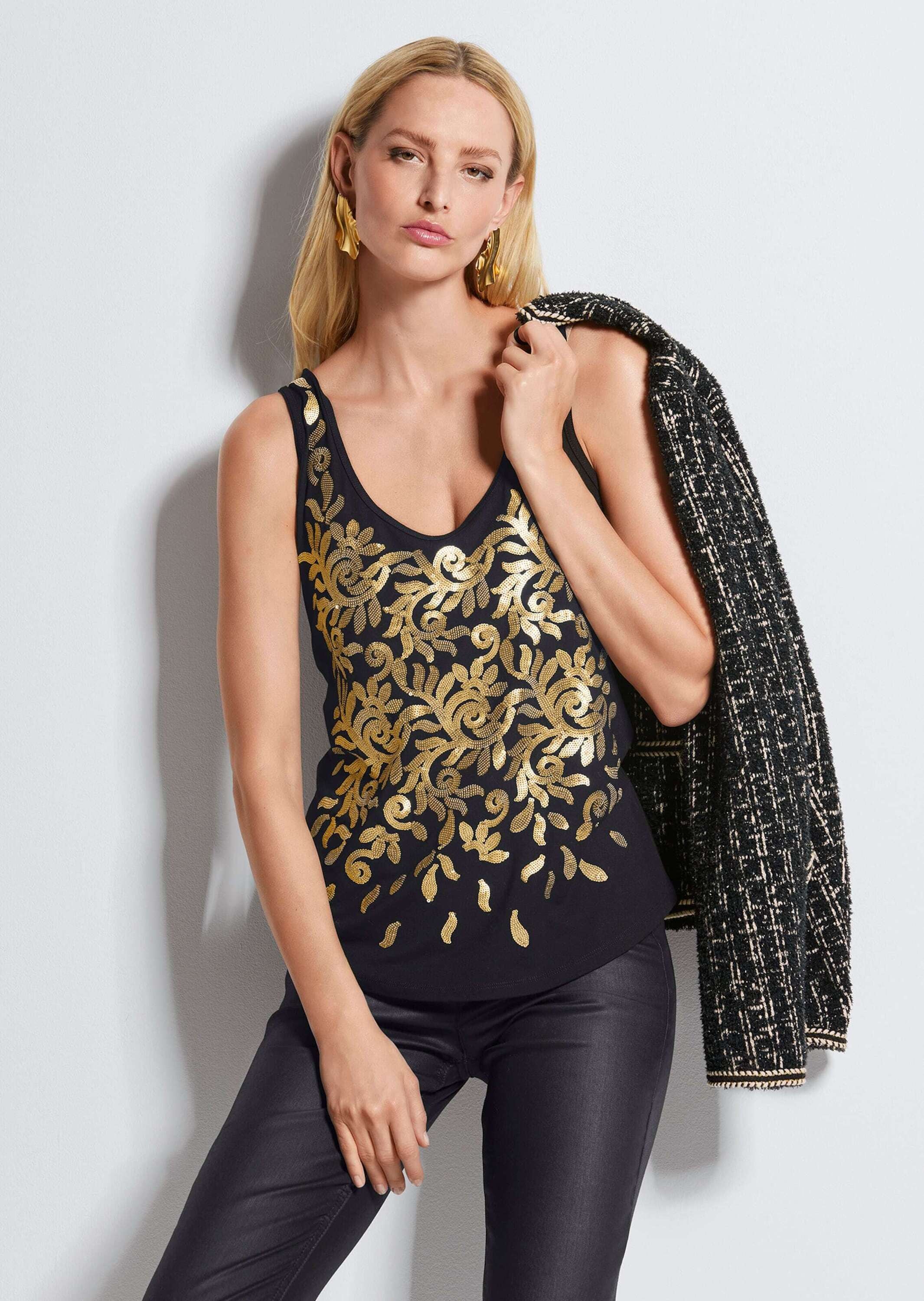 MADELEINE Kurzarmshirt »Shirt Träger-Shirt mit Pailletten«