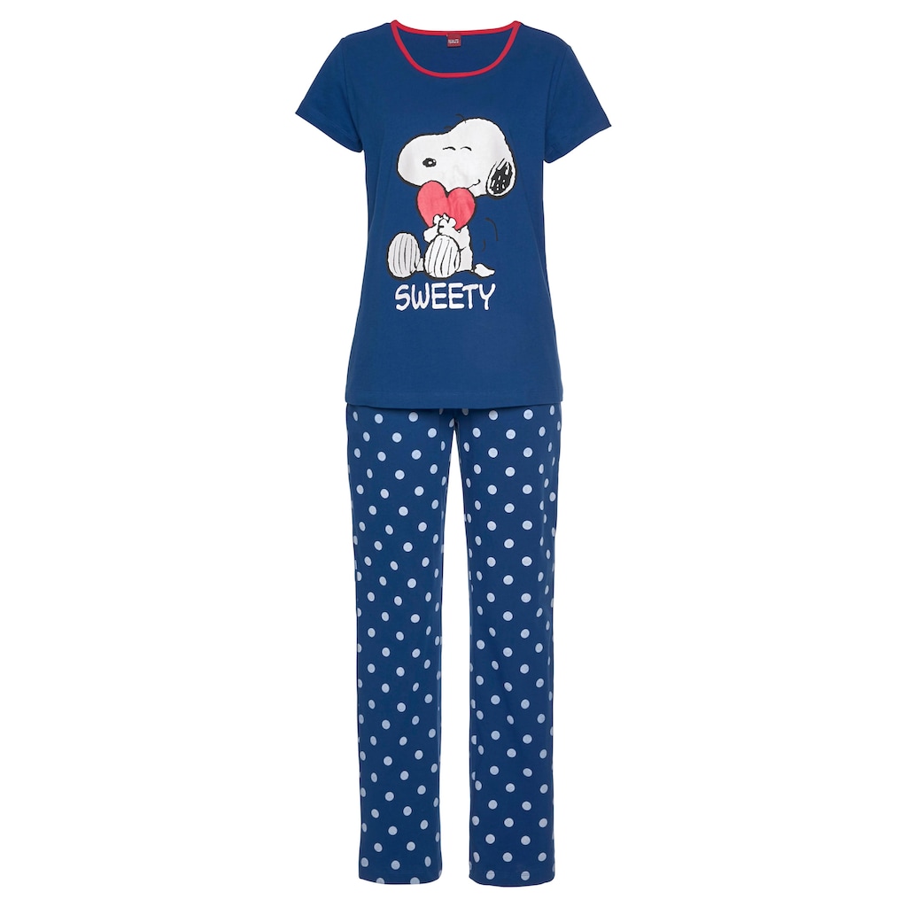 Peanuts Pyjama, mit Snoopy-Druck und Pünktchen-Hose