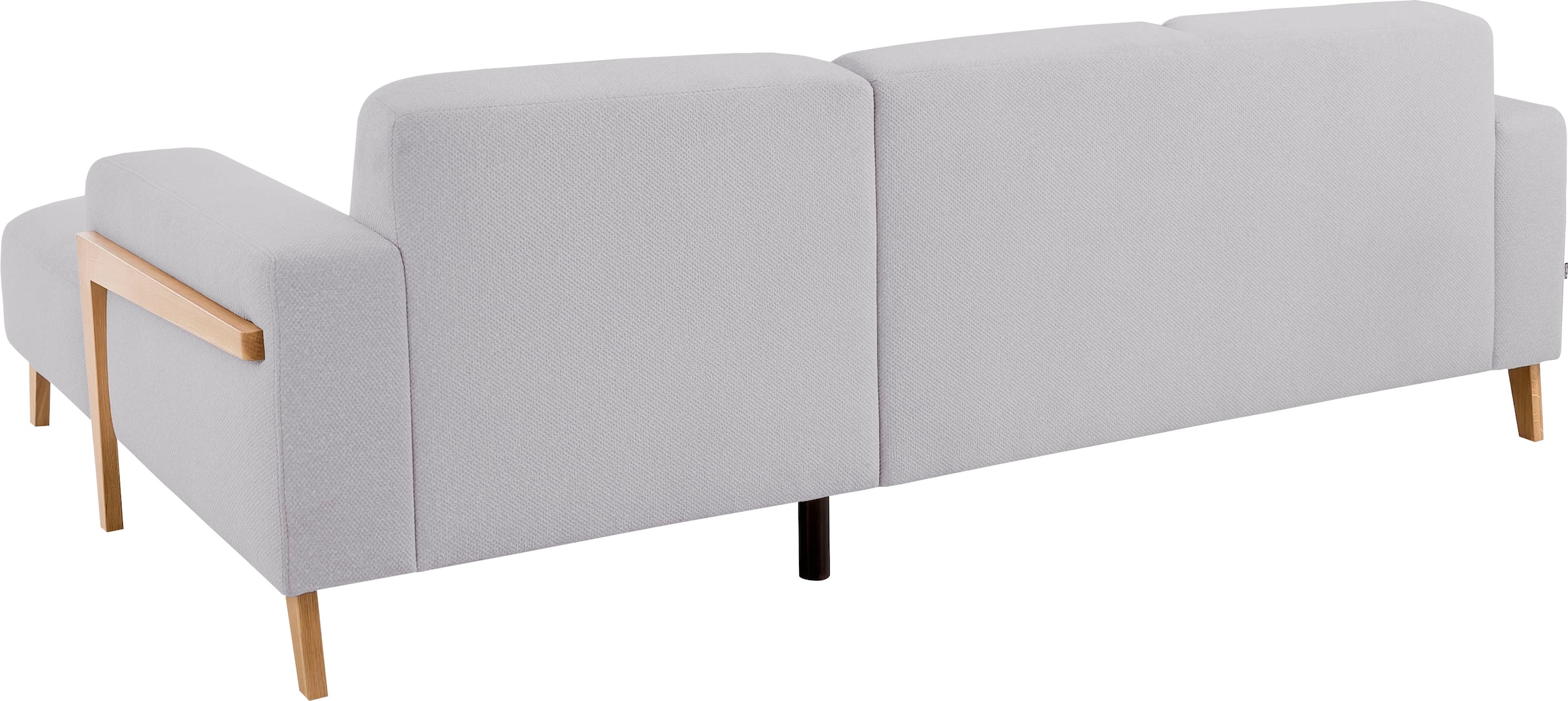 exxpo - sofa fashion Ecksofa »Starr Scandic Design, tolle Verarbeitung, bequem, Sichtholz am Armteil«, L-Form, wahlw. elektrische Sitztiefenverstellung, Massivholzfüße