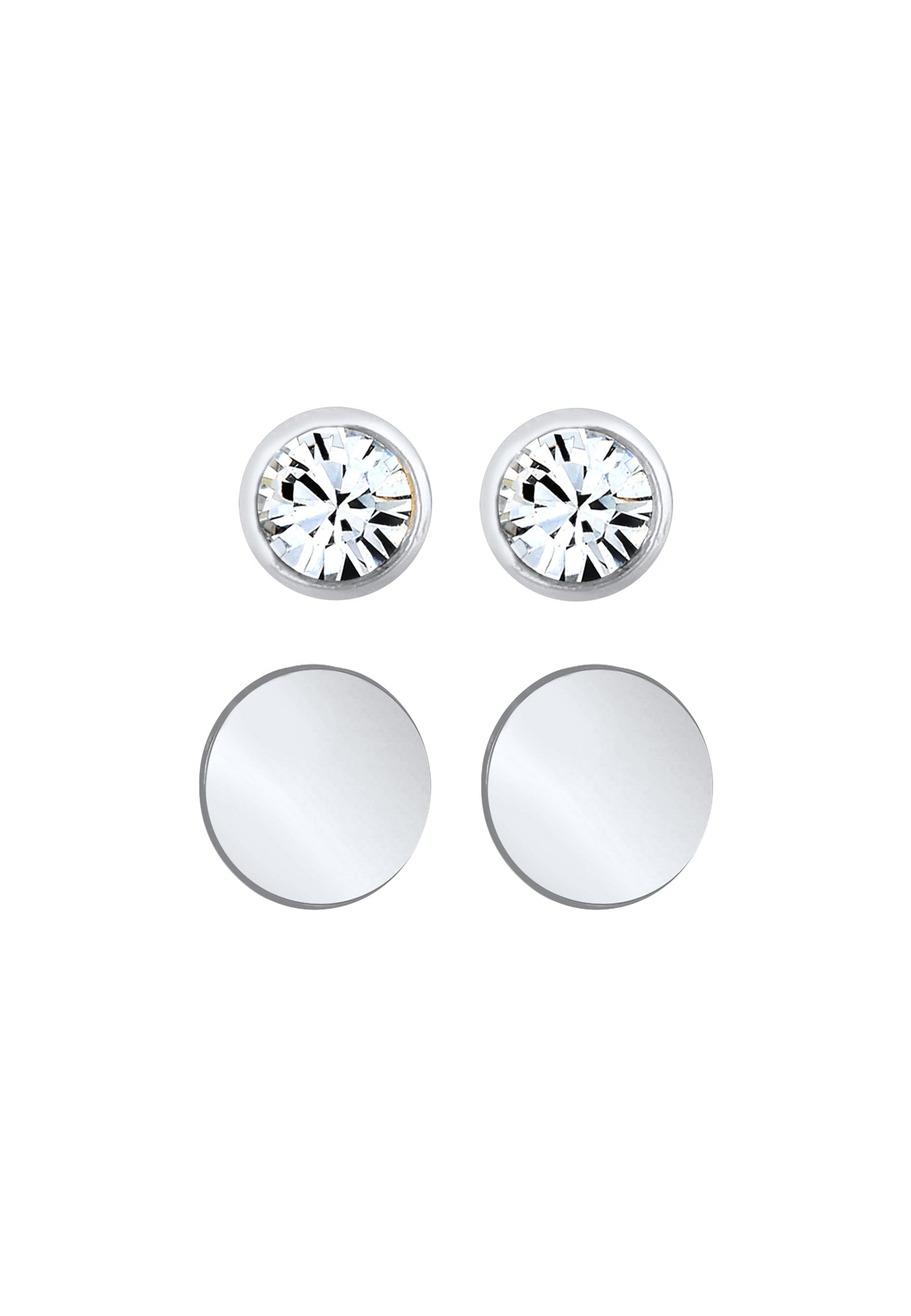 Elli Ohrstecker-Set »Ohrringe Kristalle Plättchen Ohrstecker Set 925 Silber«