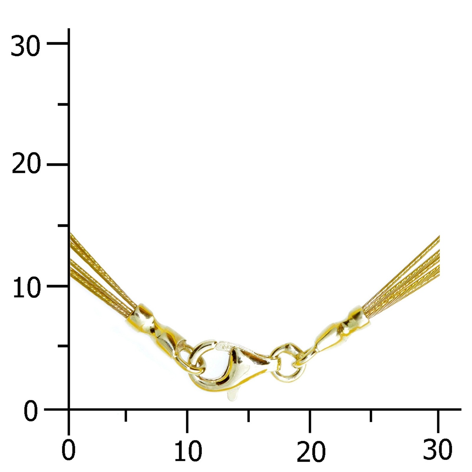 OSTSEE-SCHMUCK Halsreif »- Nyloncollier 5-reihig -goldfarben- - Edelstahl - Verschluß aus Gold 333/000«
