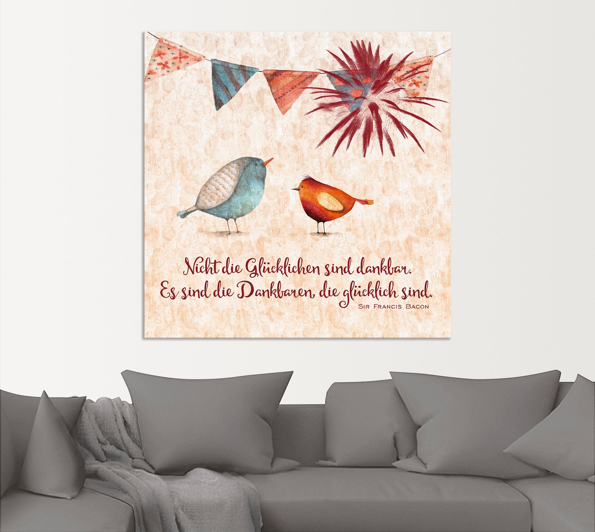 Artland Wandbild »Lebensweisheit Glücklich«, Tiere, (1 St.), als Alubild, Outdoorbild, Leinwandbild, Poster, Wandaufkleber